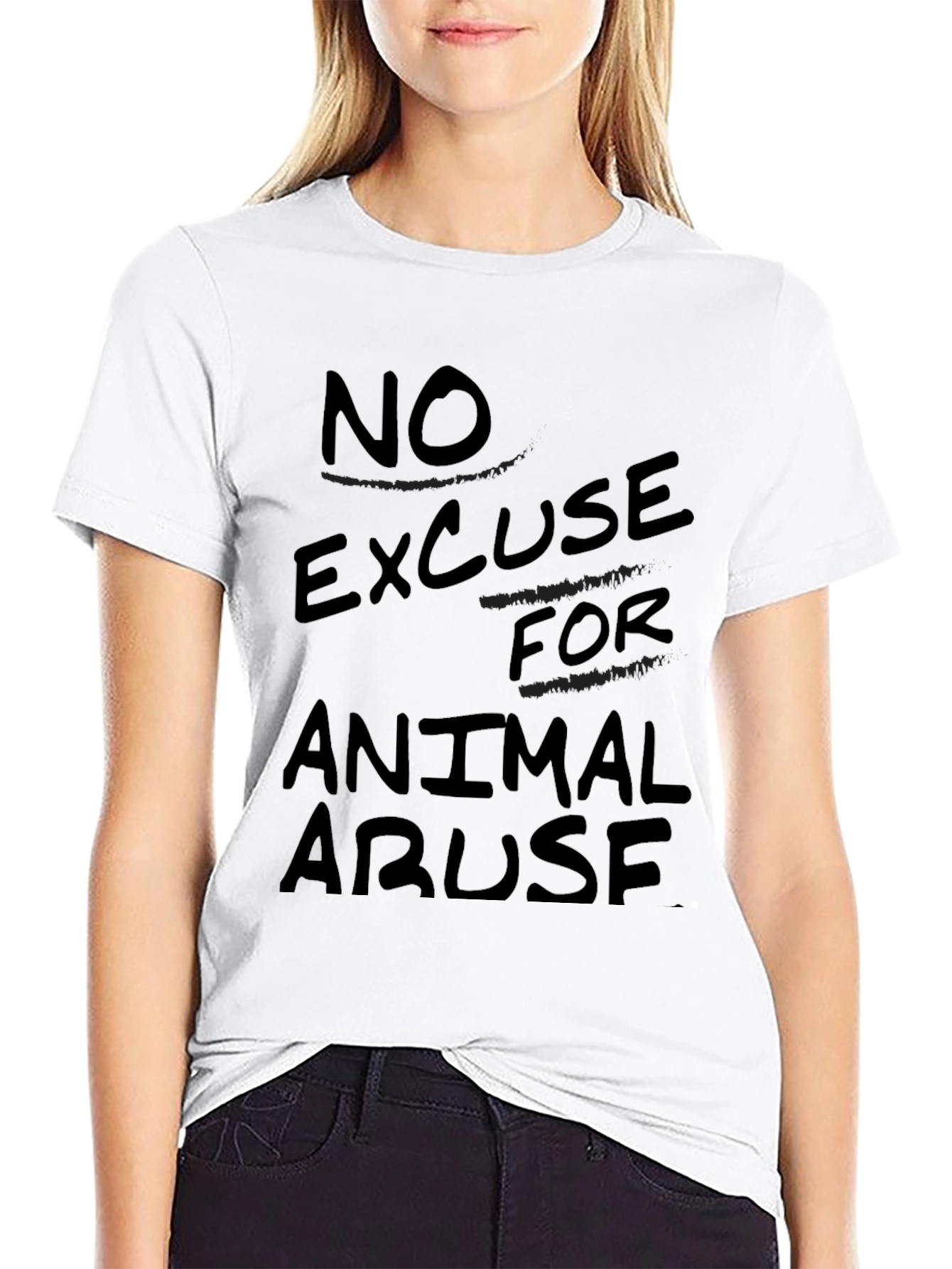 Black No Excuse for Animal Abuse Graphic Tee view 9