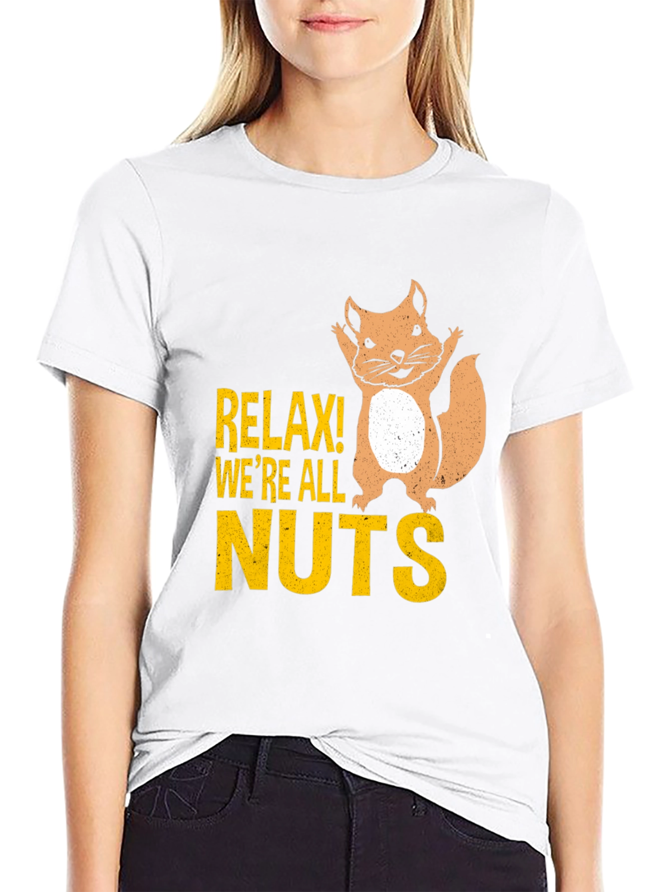 Black Relax! We're All Nuts Graphic Tee - Black view 9