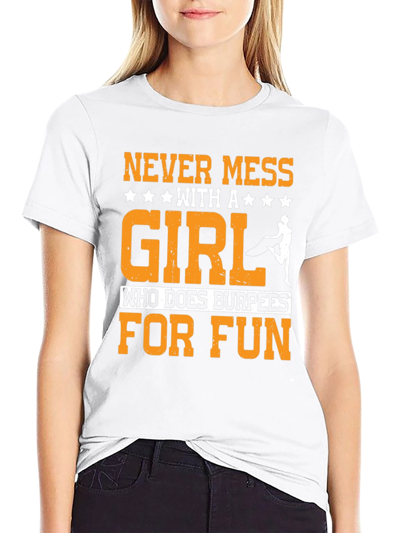 Black Never Mess with Burpees Girl T-Shirt view 9
