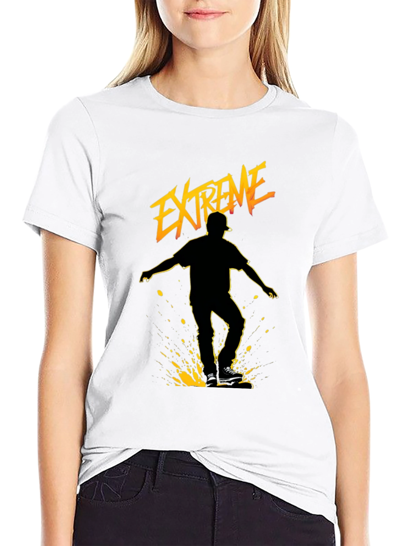 Black Extreme Skater Graphic Tee - Black Cotton Blend view 9