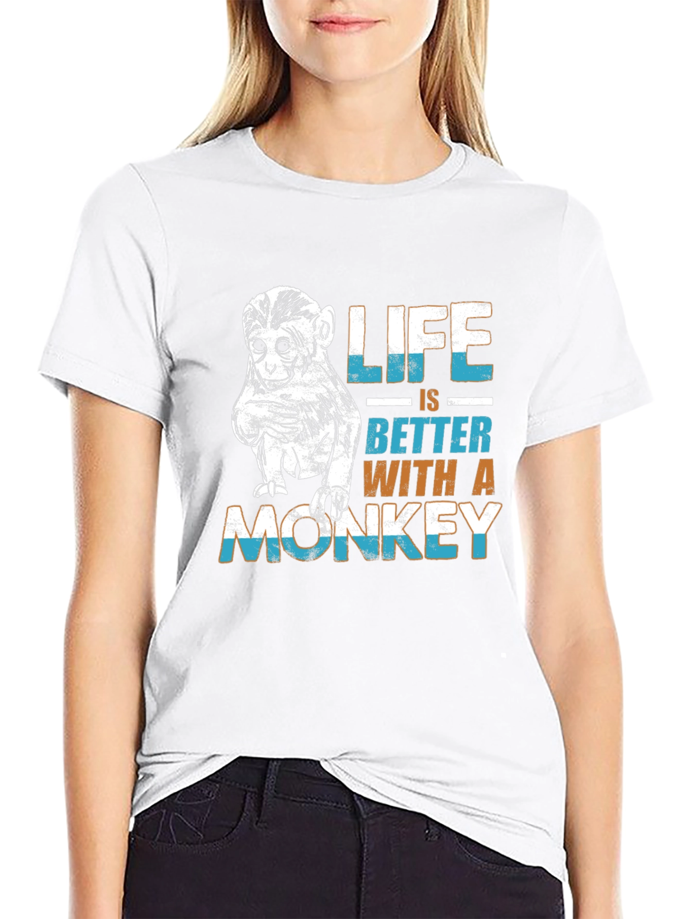 Black Life is Better Monkey Graphic Tee view 9