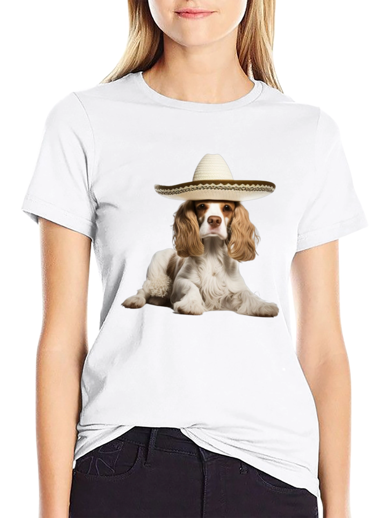 Black Dog Sombrero Graphic Tee - Funny Pet Lover T-Shirt view 9