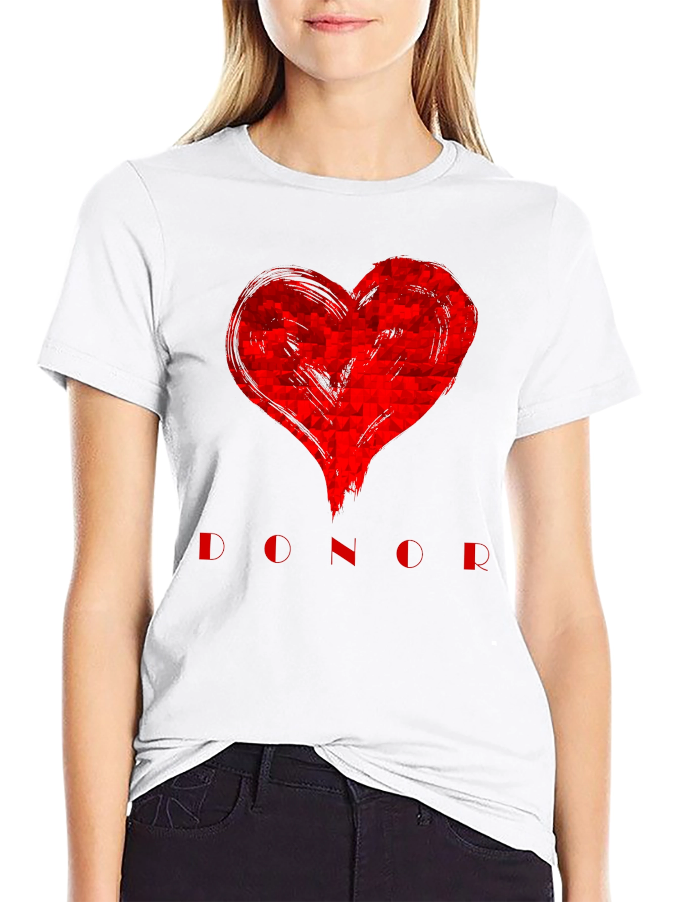 Black Red Heart Donor Graphic Tee - Unisex view 9