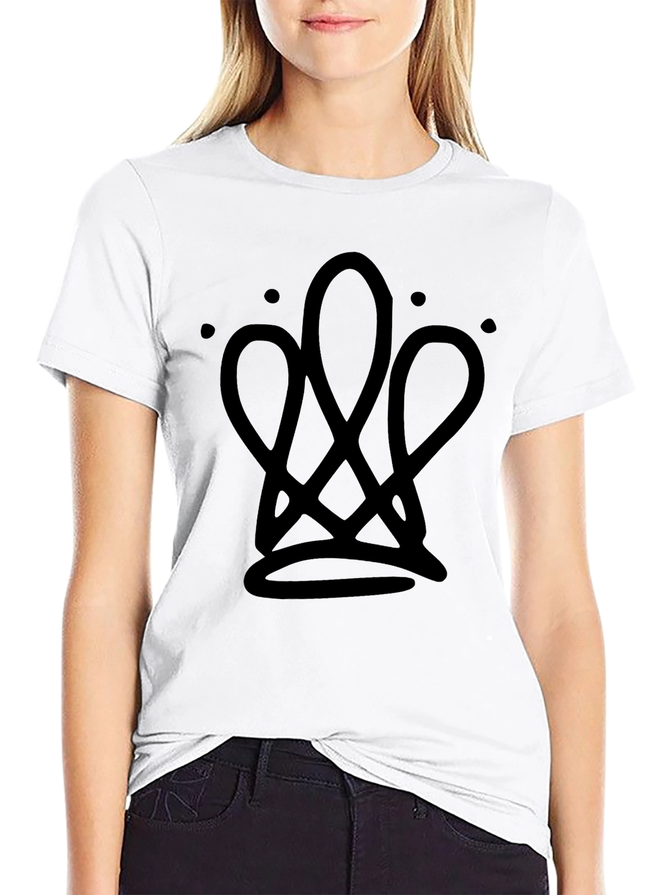 Black Abstract Crown Graphic Tee - Modern Black T-Shirt view 9