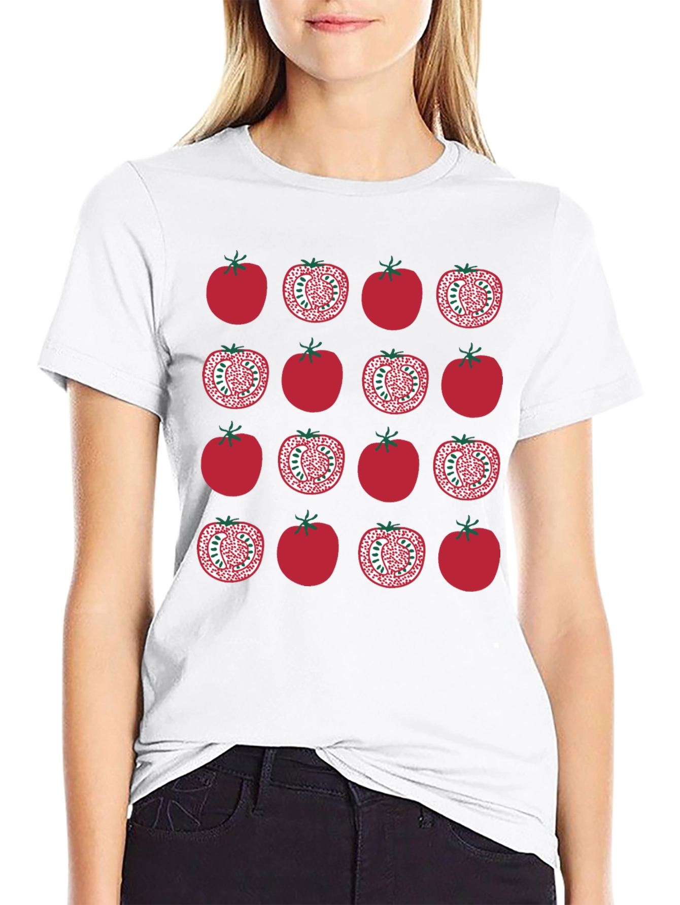 Black Tomato Pattern Black T-Shirt view 9