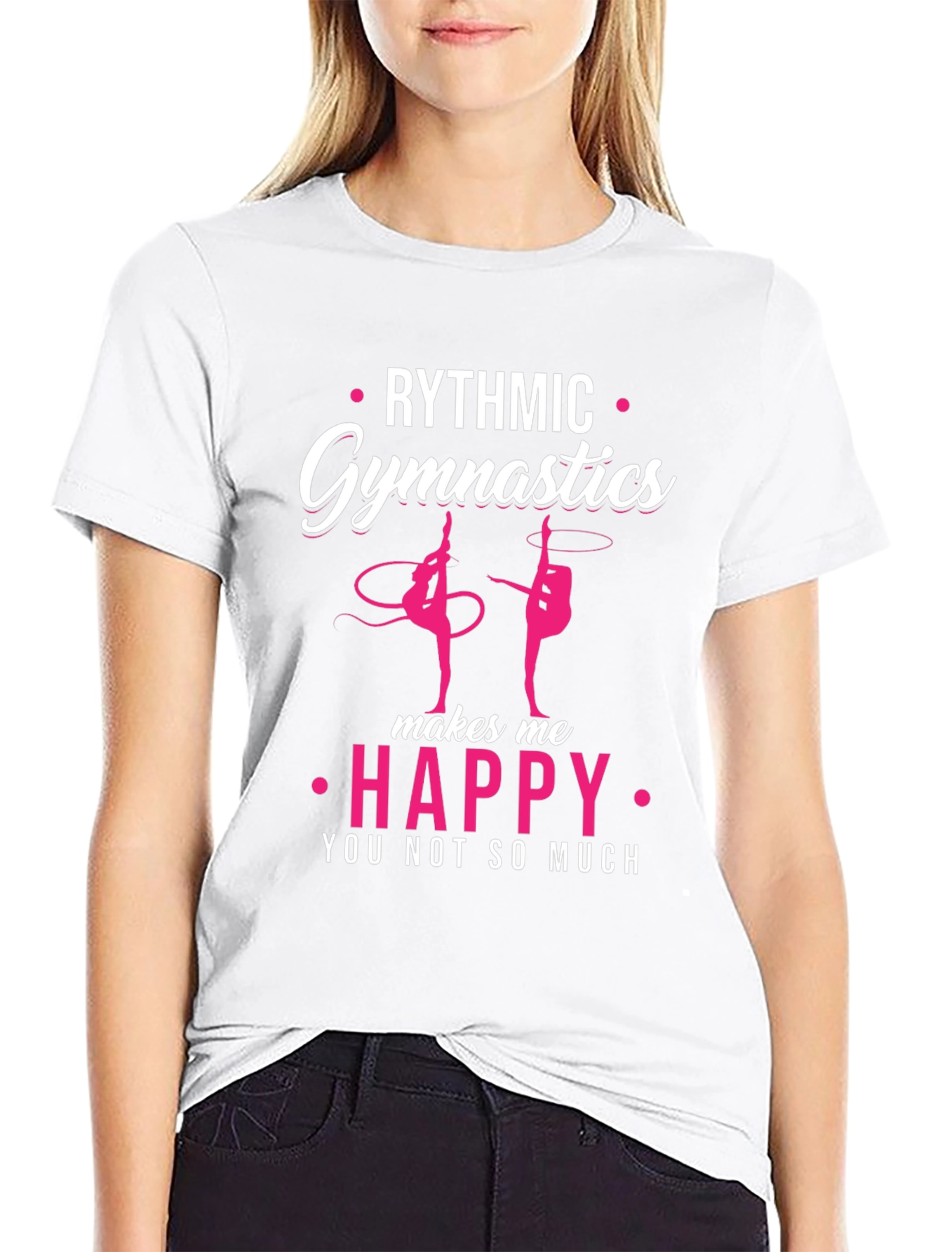 Black Rhythmic Gymnastics Happy T-Shirt view 9