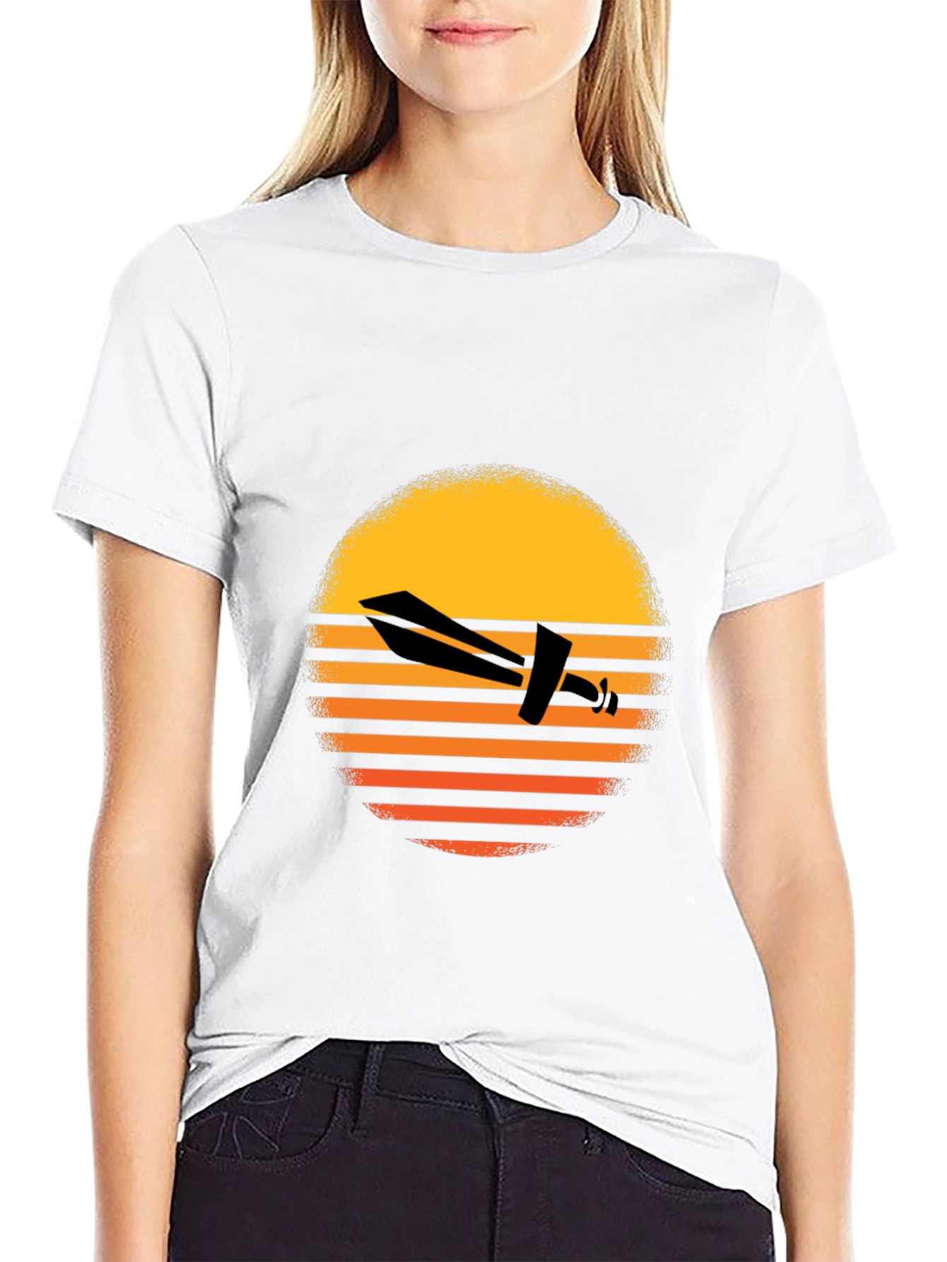 Retro Airplane Sunset Graphic Tee - Black - 9