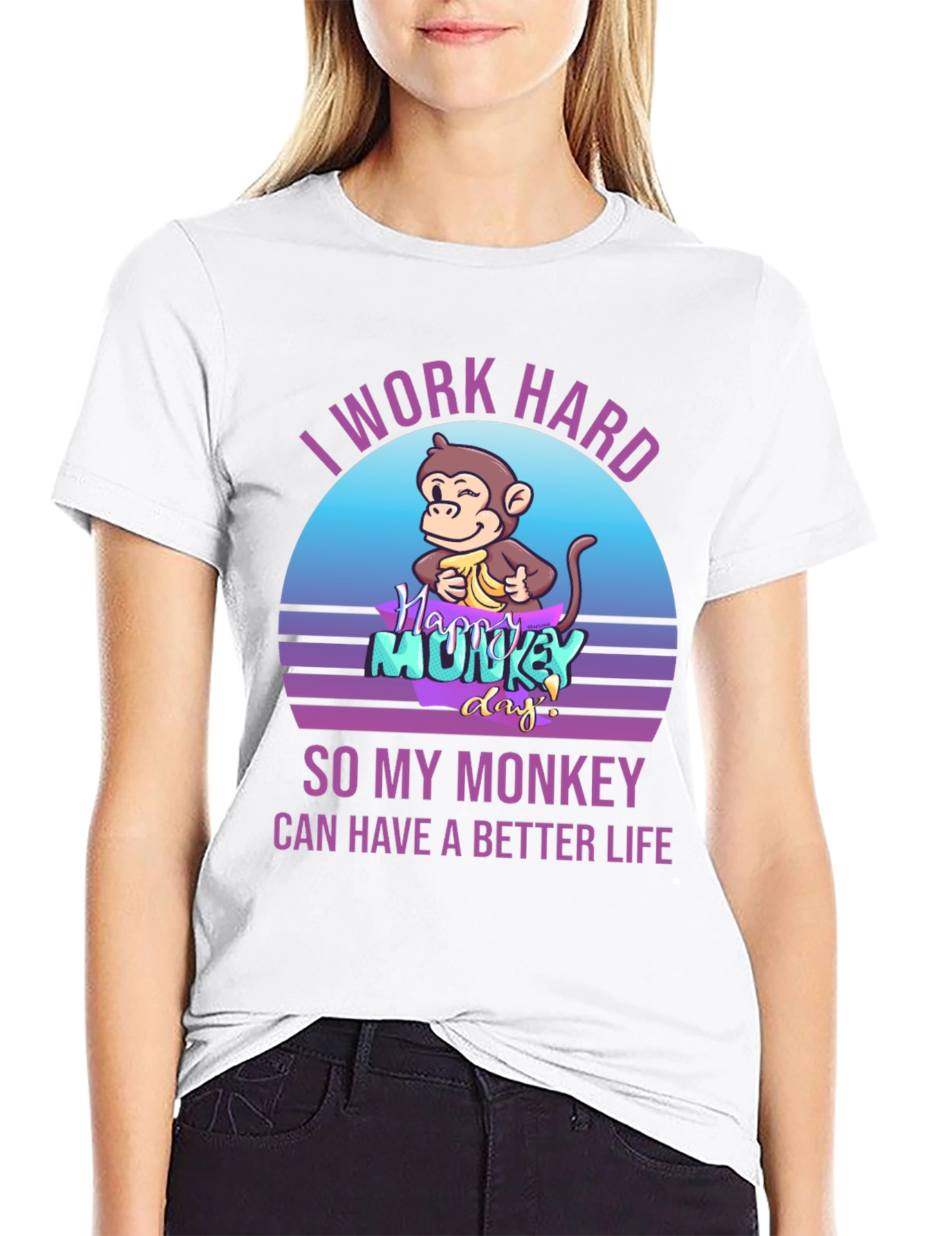 Black I Work Hard So My Monkey Can Have A Better Life Graphic Tee view 9