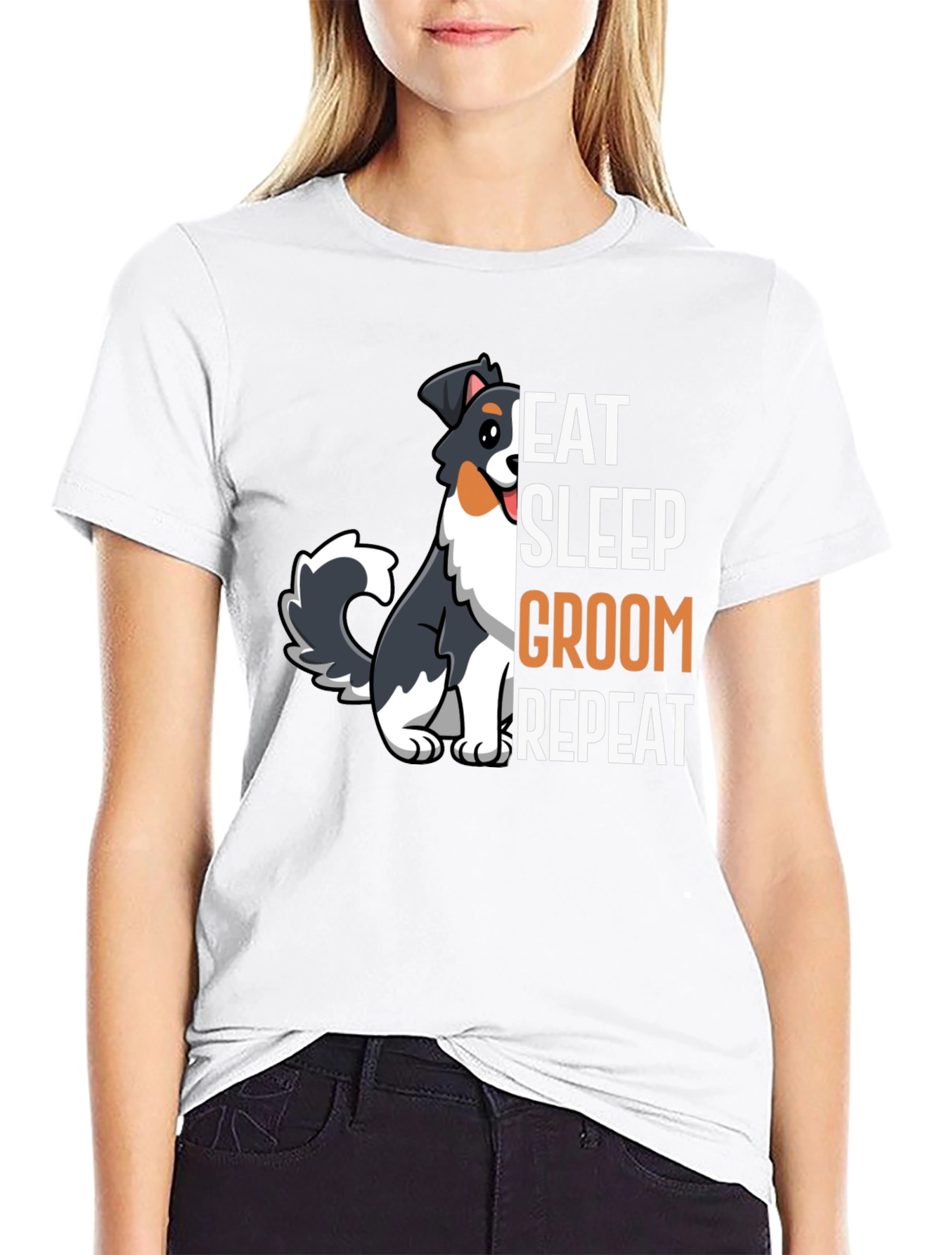 Black Eat Sleep Groom Repeat Dog T-Shirt view 9