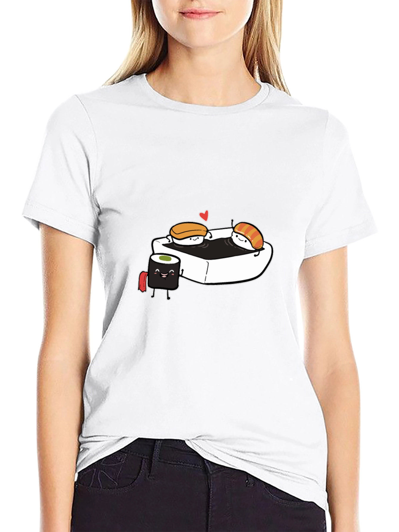 Black Sushi Love T-Shirt - Black Cotton Tee view 9