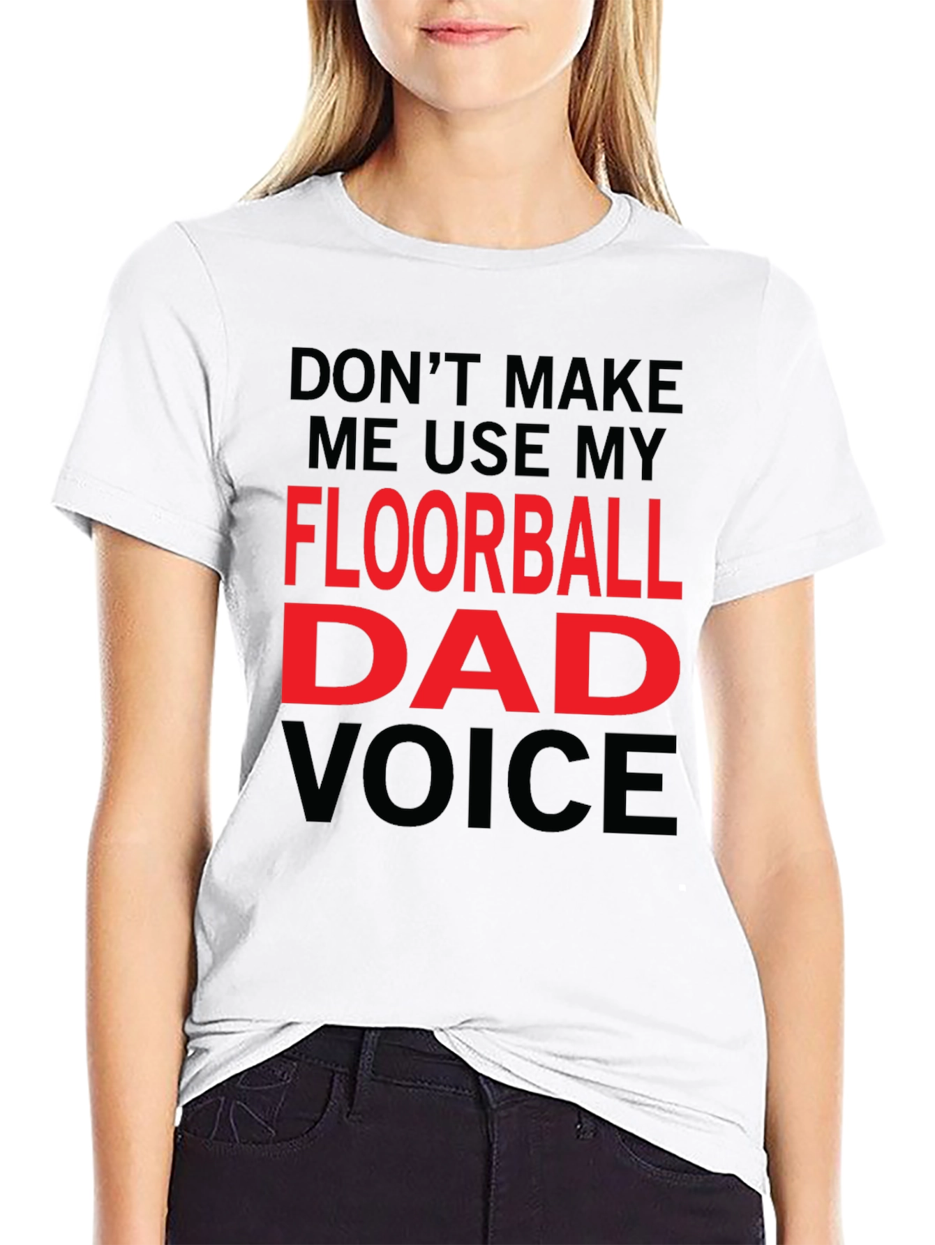 Black Floorball Dad Voice T-Shirt - Funny Gift view 9