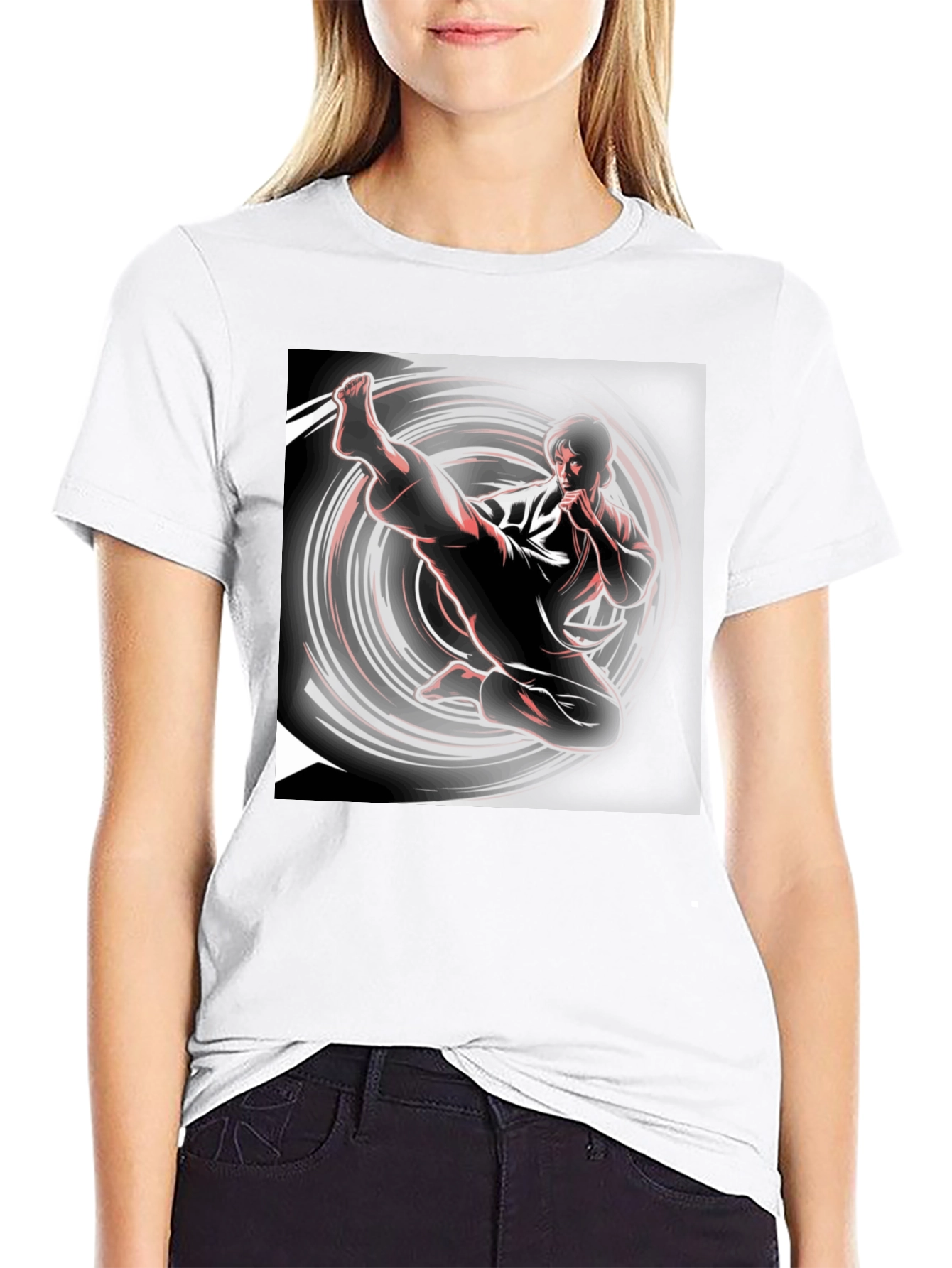 Karate Kick Graphic Black T-Shirt - 9