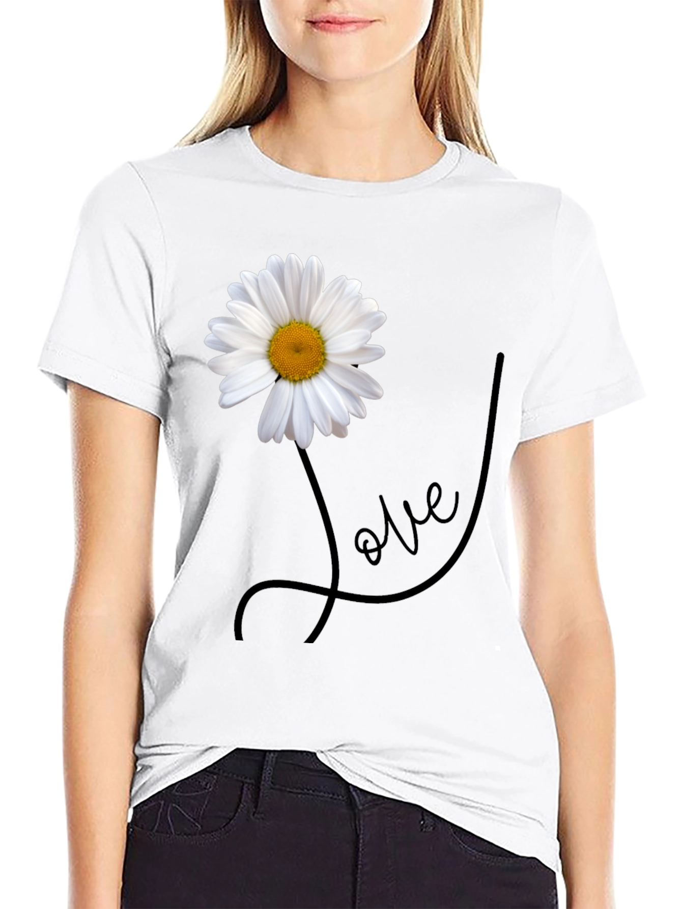 Black Daisy Love Graphic Tee - Stylish Men's Black T-Shirt view 9