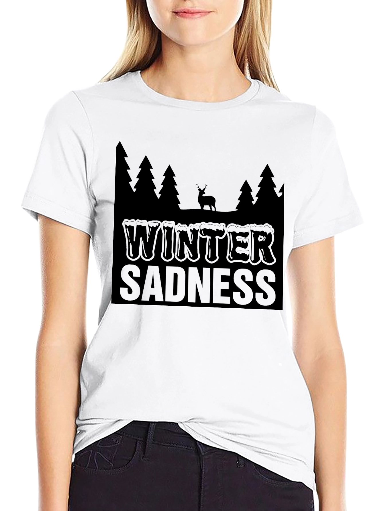 Black Winter Sadness Black Graphic T-Shirt view 9