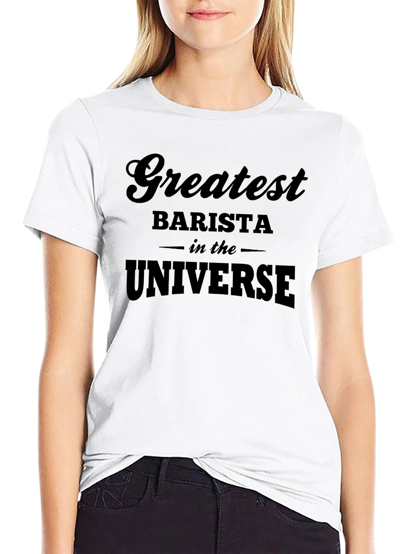 Black Greatest Barista in the Universe Black T-Shirt view 9
