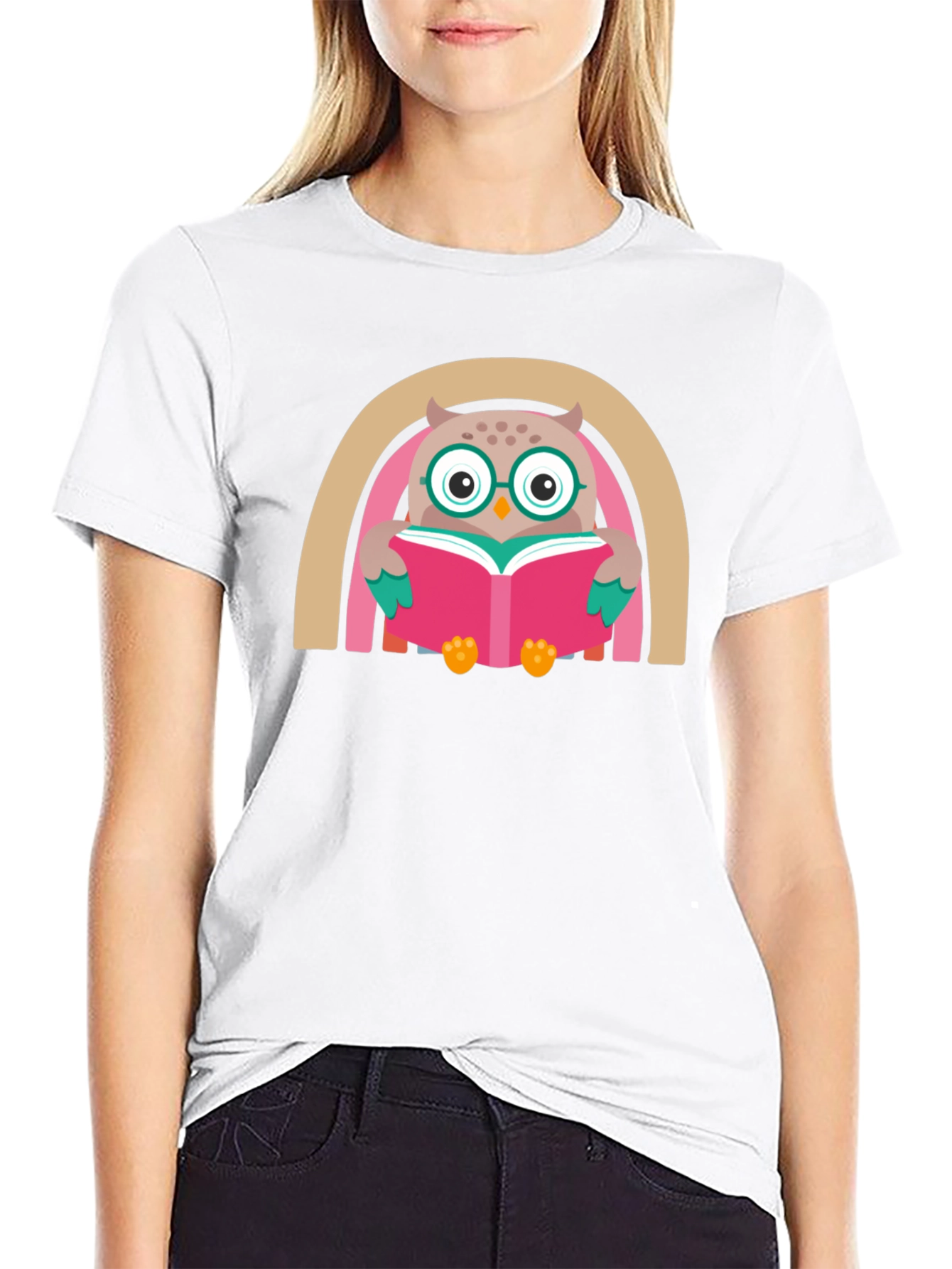 Black Owl Reading Book Graphic T-Shirt view 9