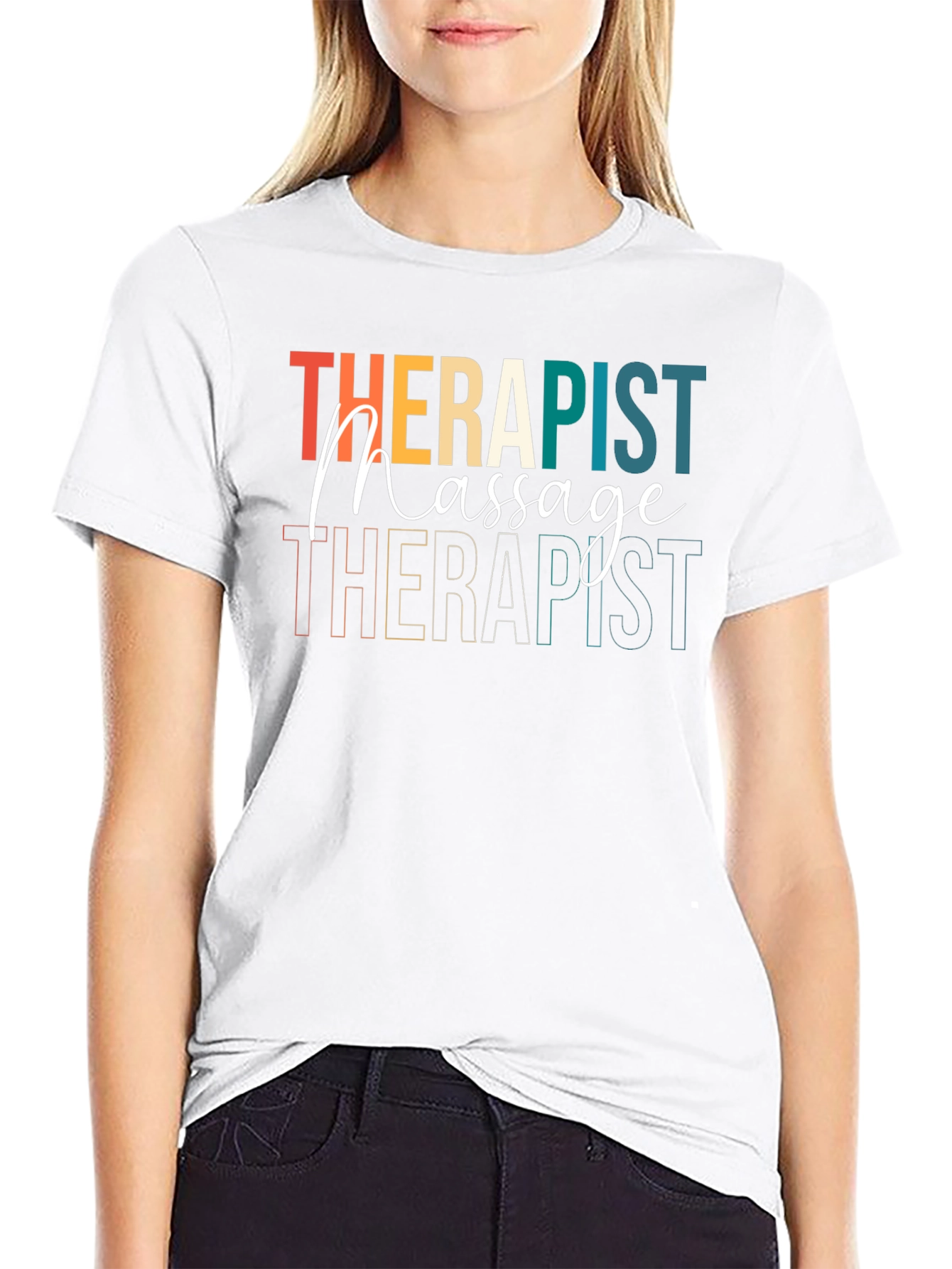 Black Massage Therapist T-Shirt Retro Design view 9