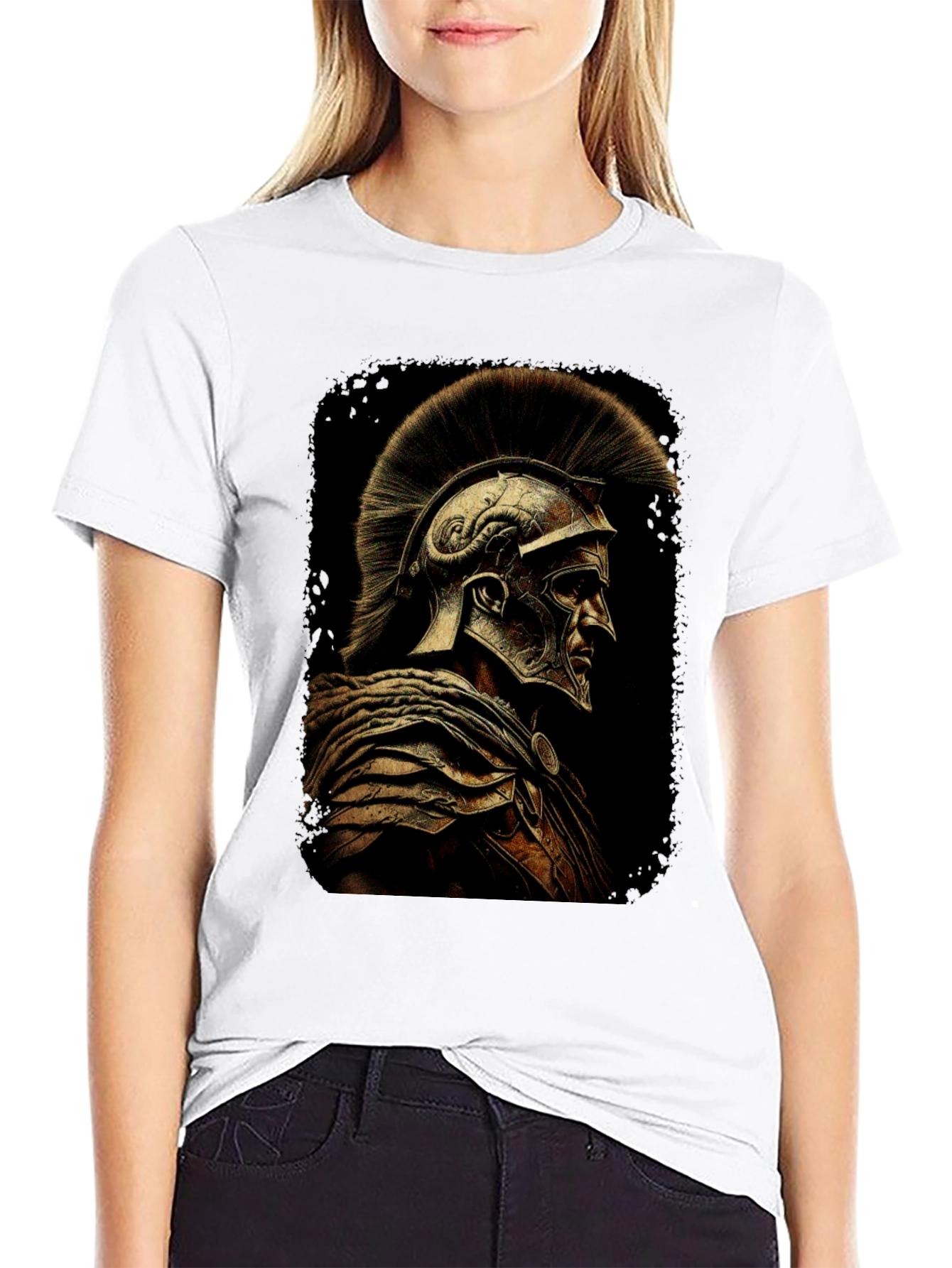Black Warrior Graphic Tee - Spartan Helmet T-Shirt view 9