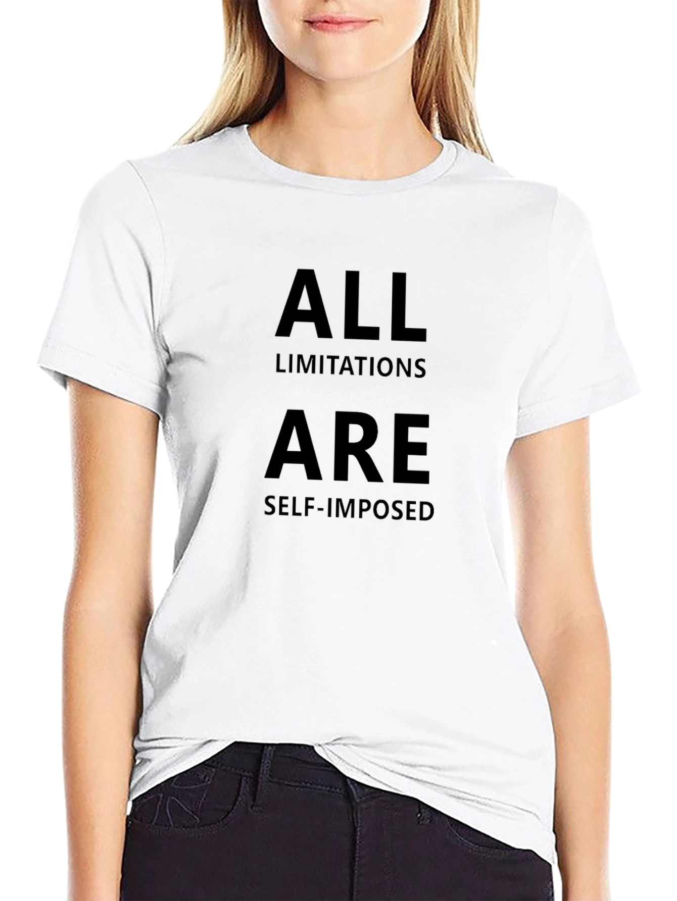 Black All Limitations Are Self-Imposed Graphic Tee view 9