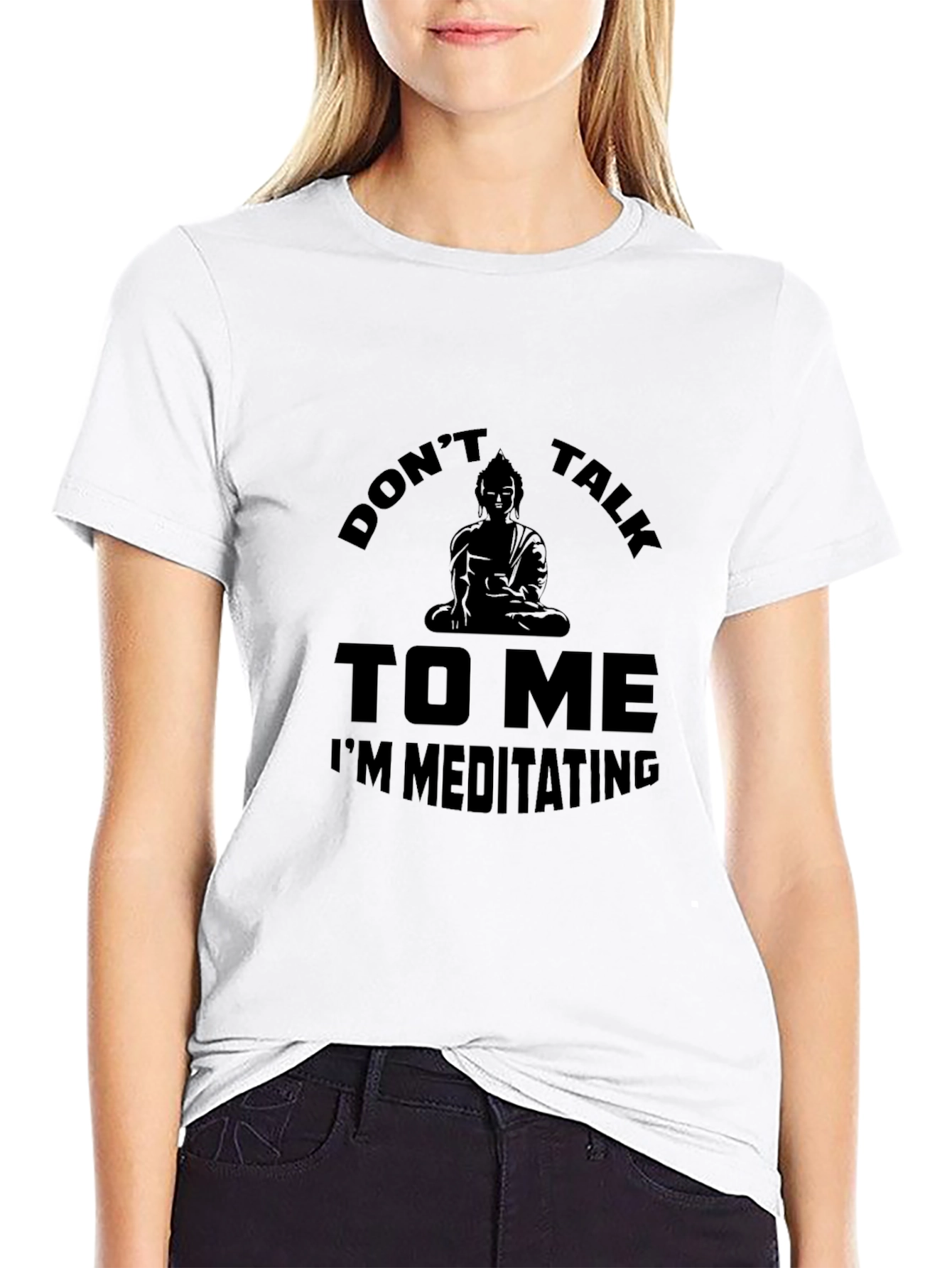 Black Don't Talk to Me Meditating T-Shirt view 9
