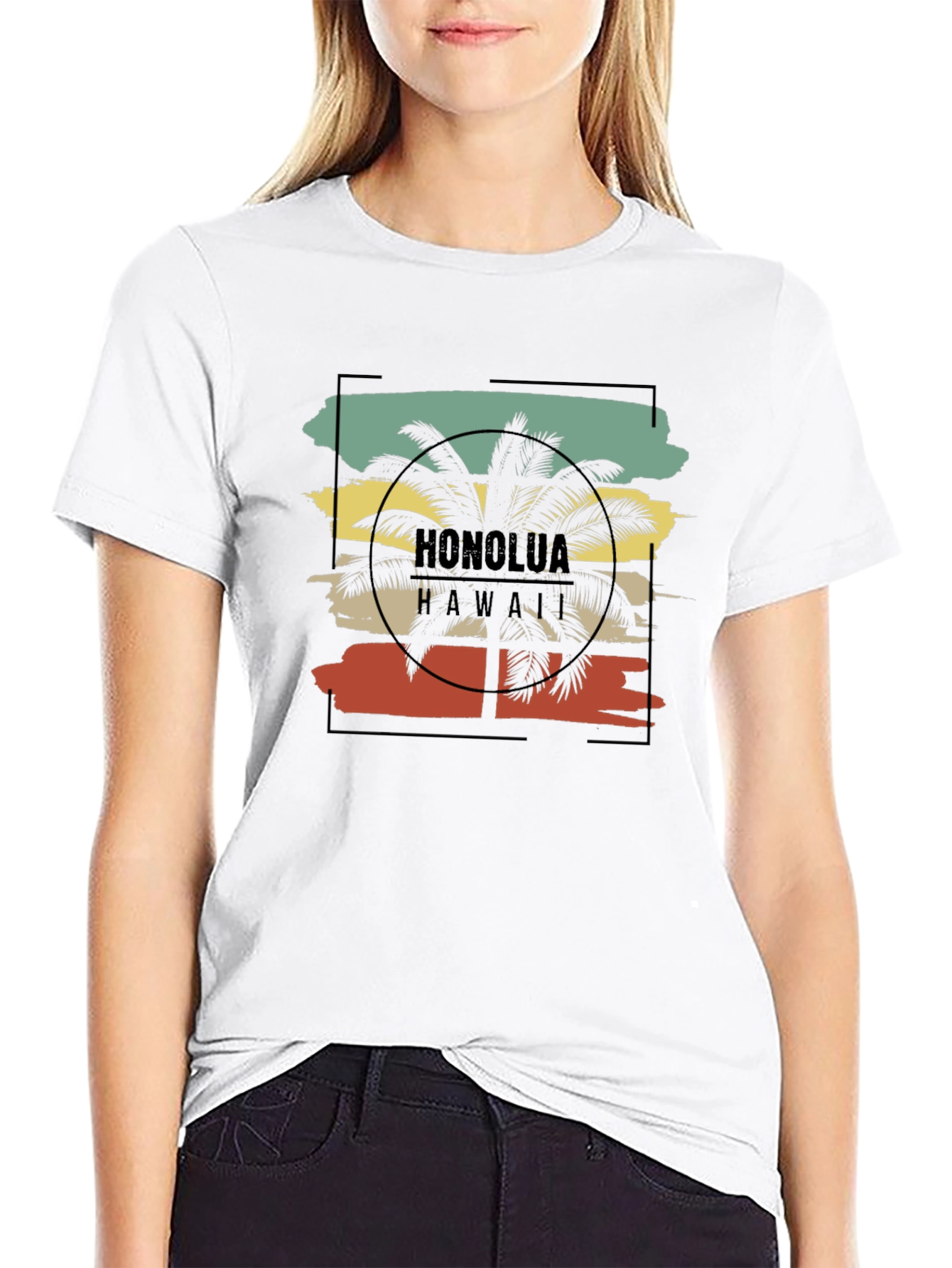 Black Honolulu Hawaii Palm Tree Graphic Tee view 9