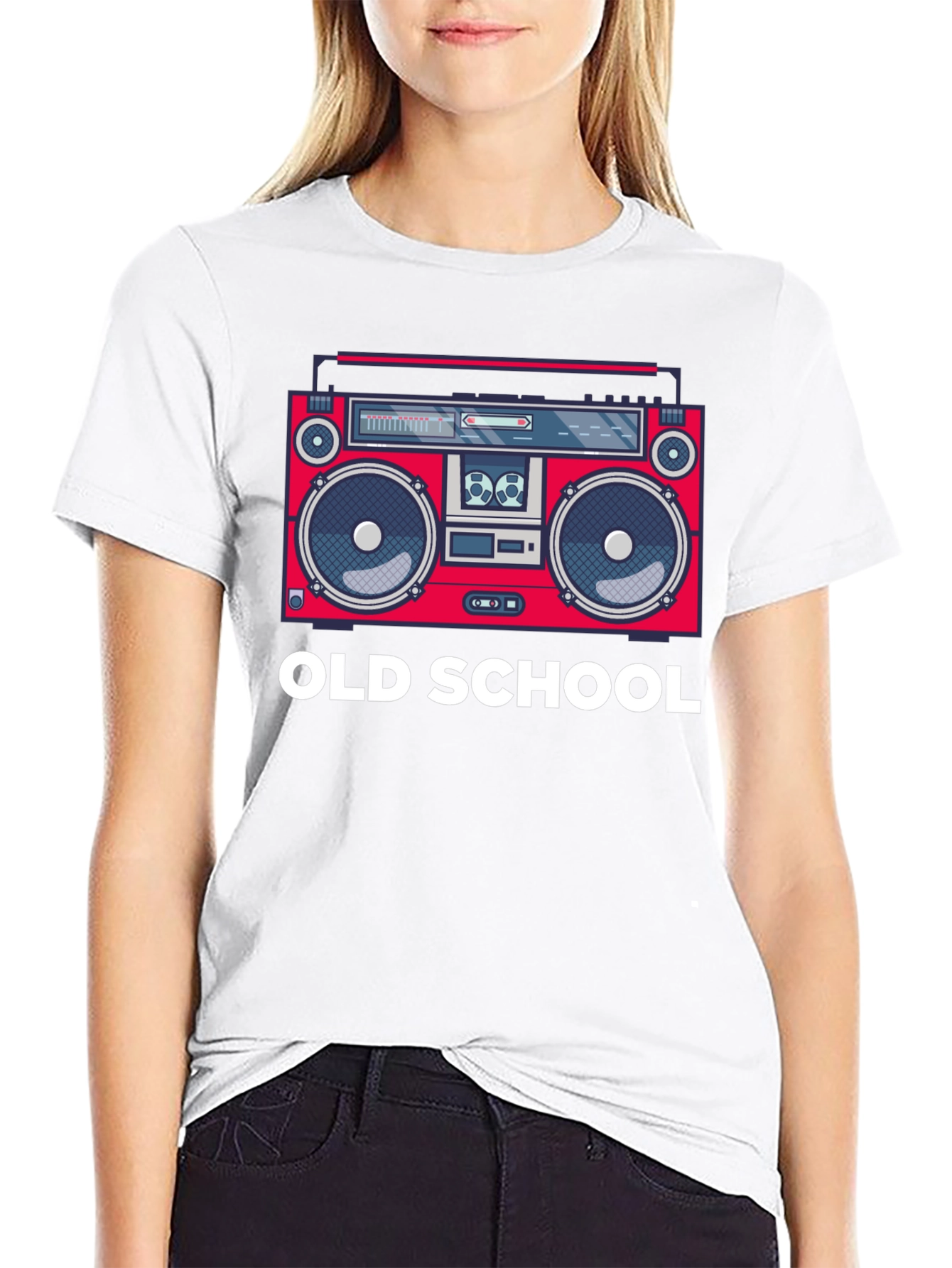 Black Old School Boombox Graphic T-Shirt view 9