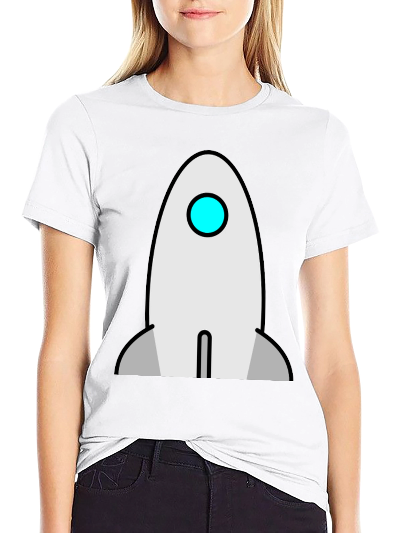 Black Rocket Graphic T-Shirt - Black Cotton Crew Neck Tee view 9