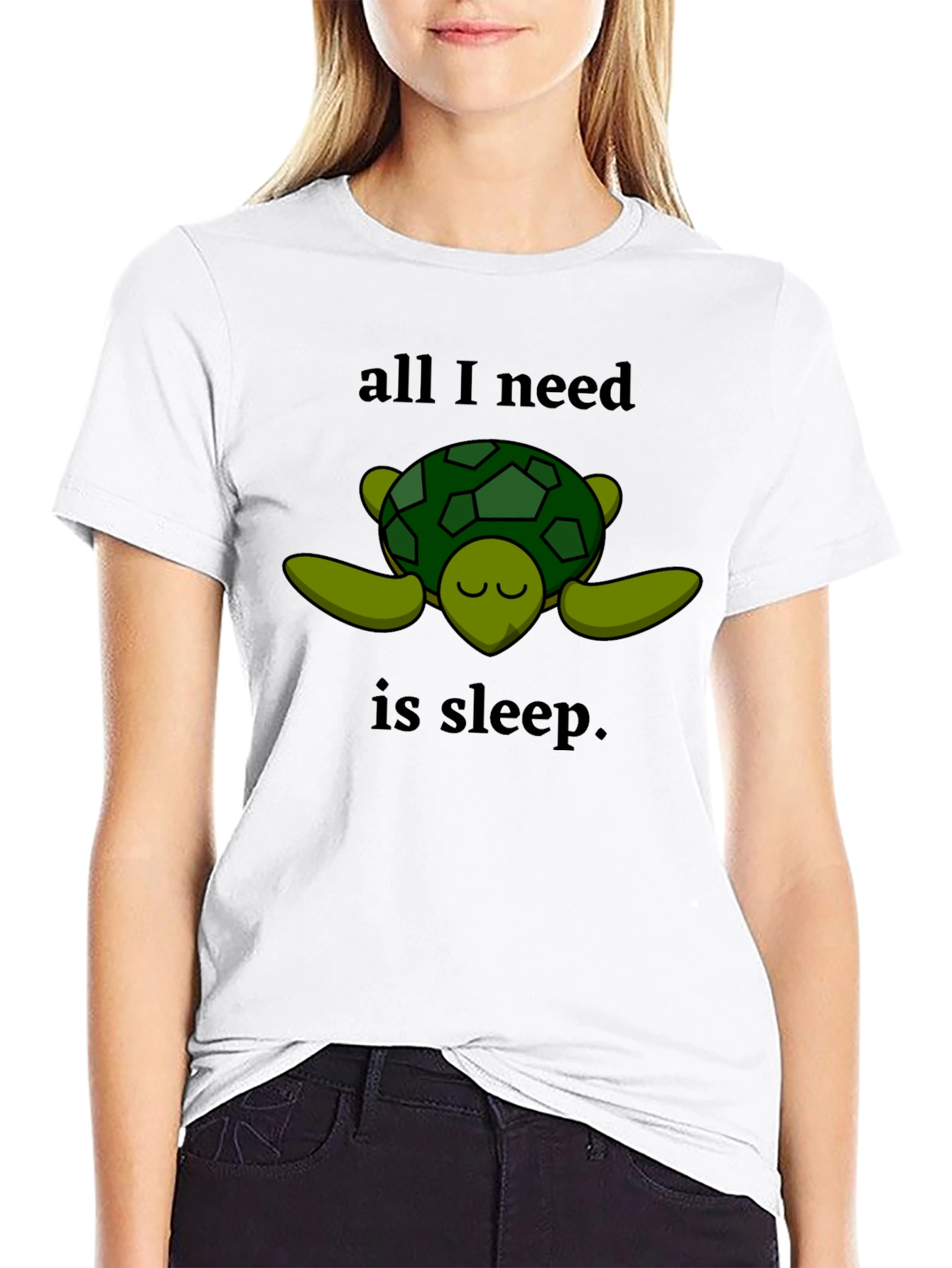 Black All I Need is Sleep Turtle Graphic T-Shirt view 9