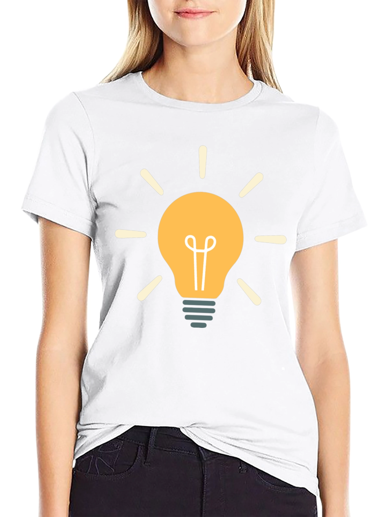 Black Creative Idea Lightbulb Graphic Black T-Shirt view 9