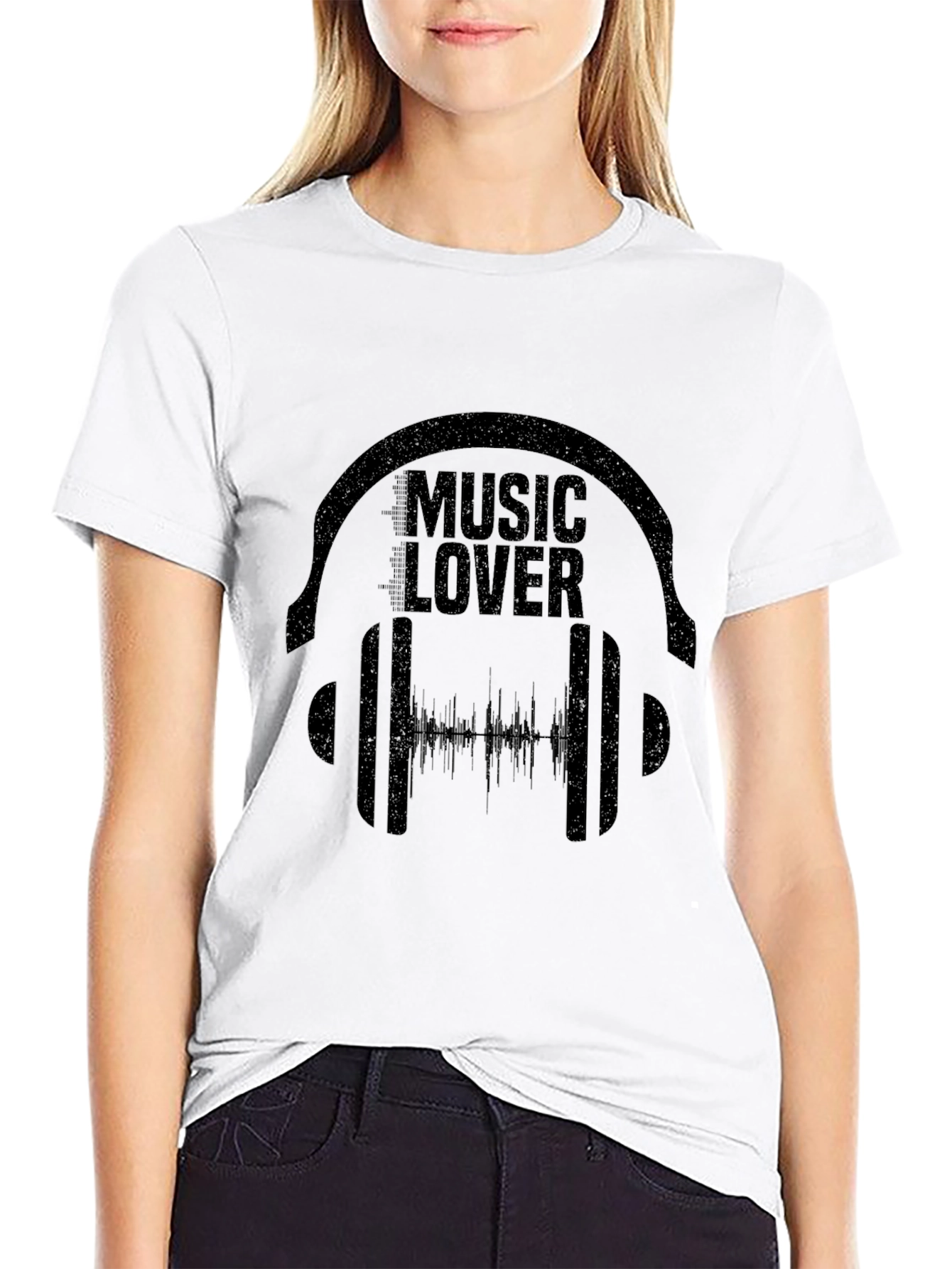 Black Music Lover Graphic T-Shirt - Black Casual Tee view 9