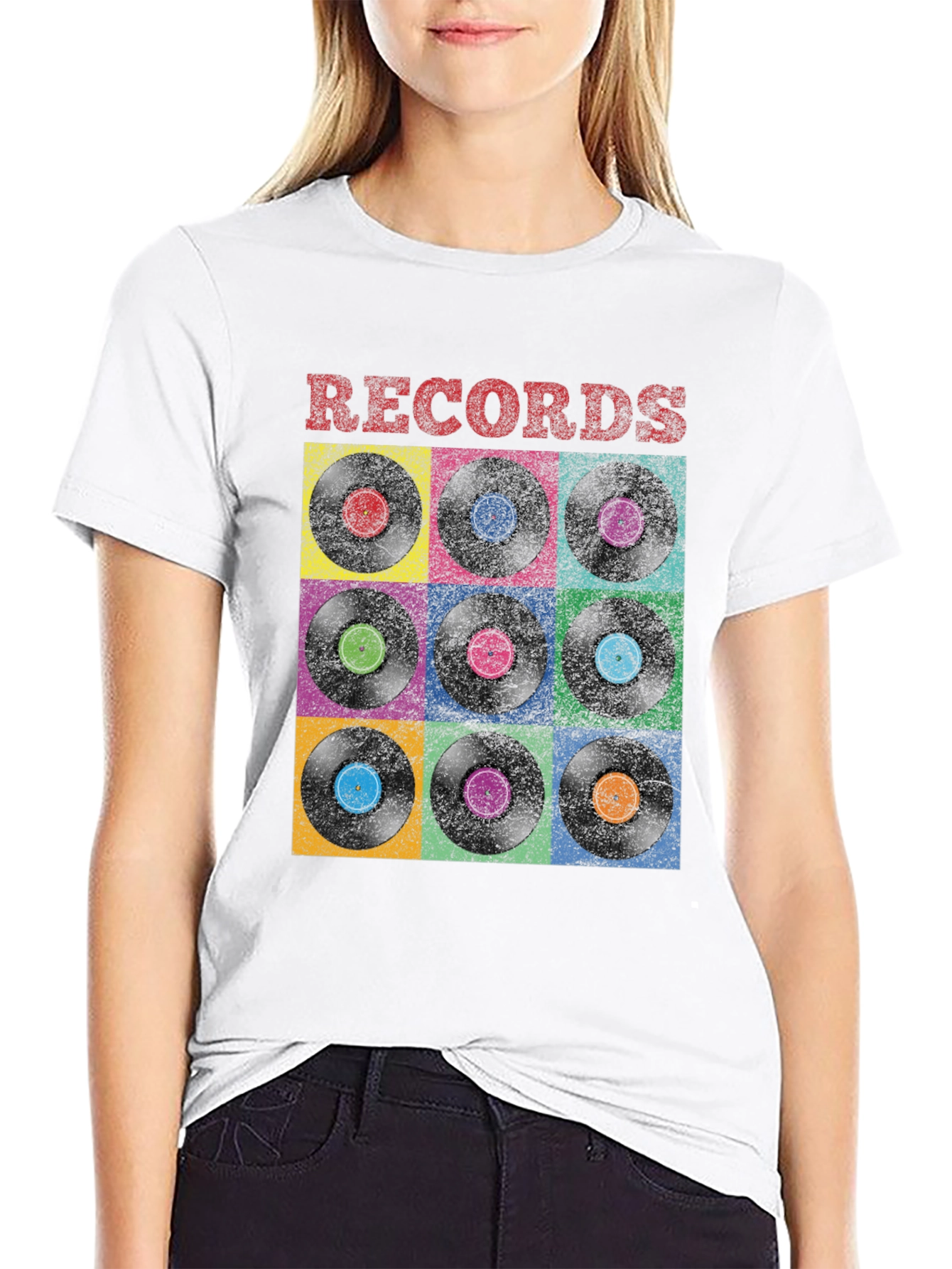 Black Retro Vinyl Record Graphic T-Shirt view 9