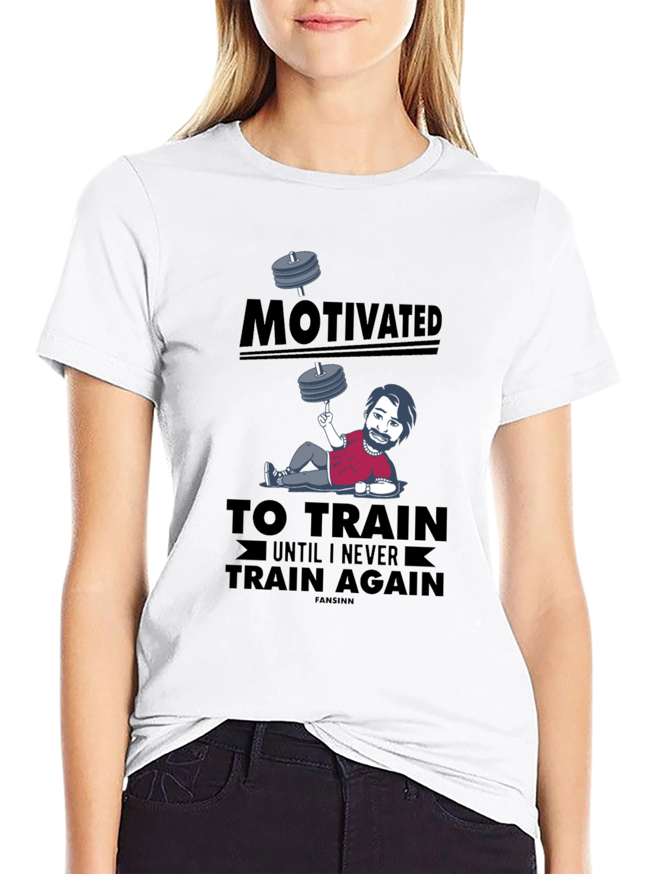 Black Motivated to Train Graphic Tee - Funny Workout Shirt view 9