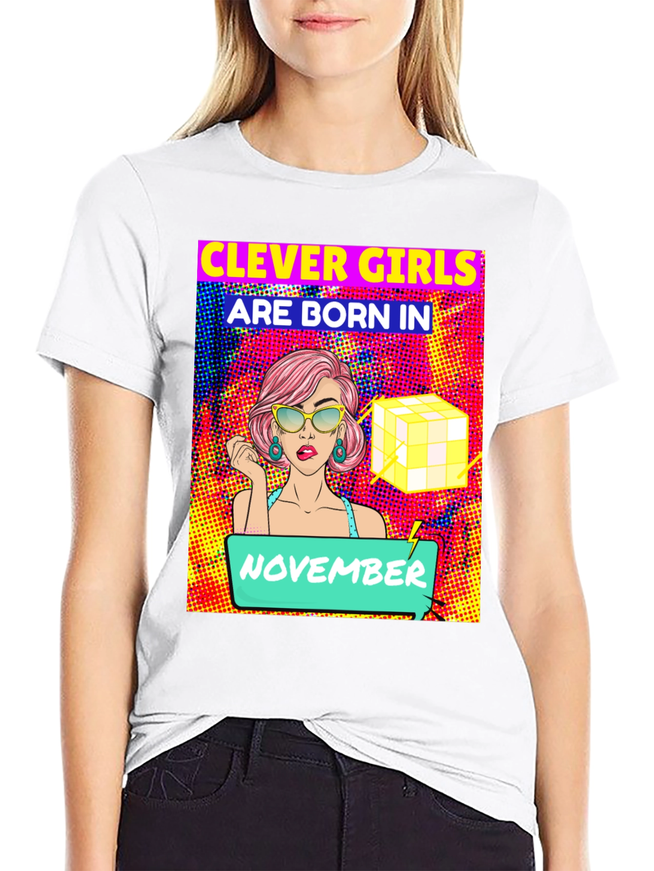 Black Clever Girls Born in November T-Shirt view 9