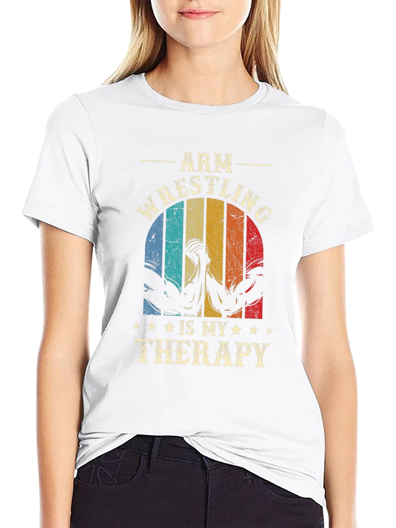 Black Arm Wrestling Therapy T-Shirt view 9