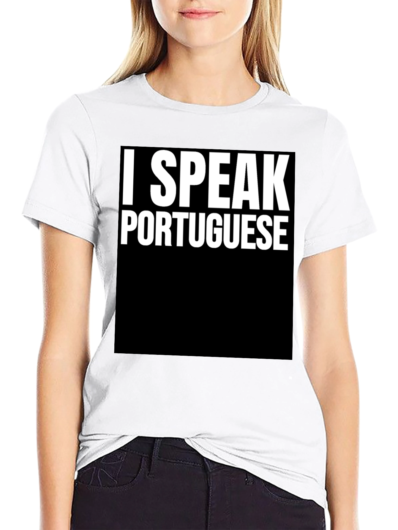 Black I Speak Portuguese Black Graphic Tee view 9
