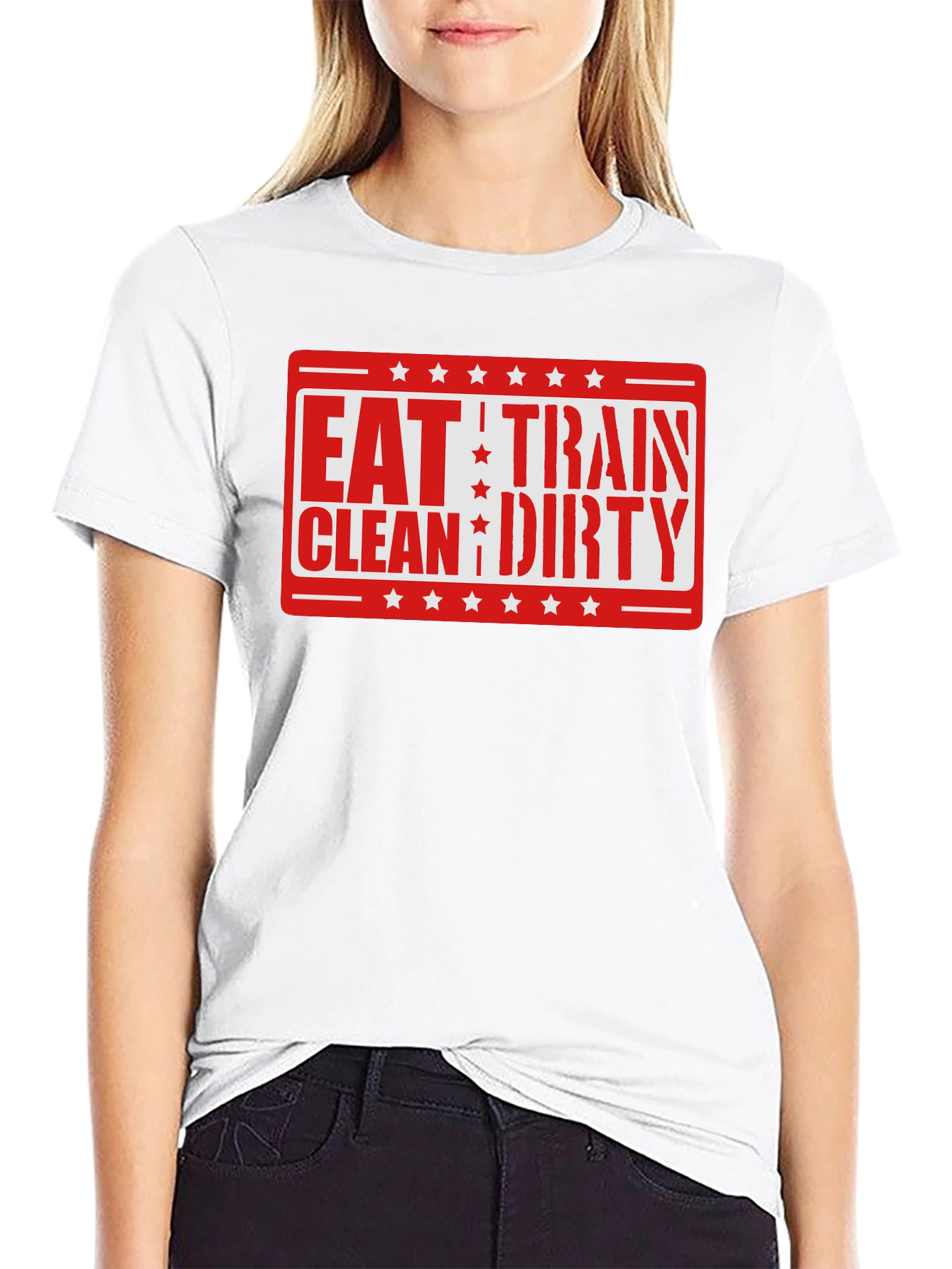 Black Eat Train Clean Dirty T-Shirt - Workout Fitness view 9