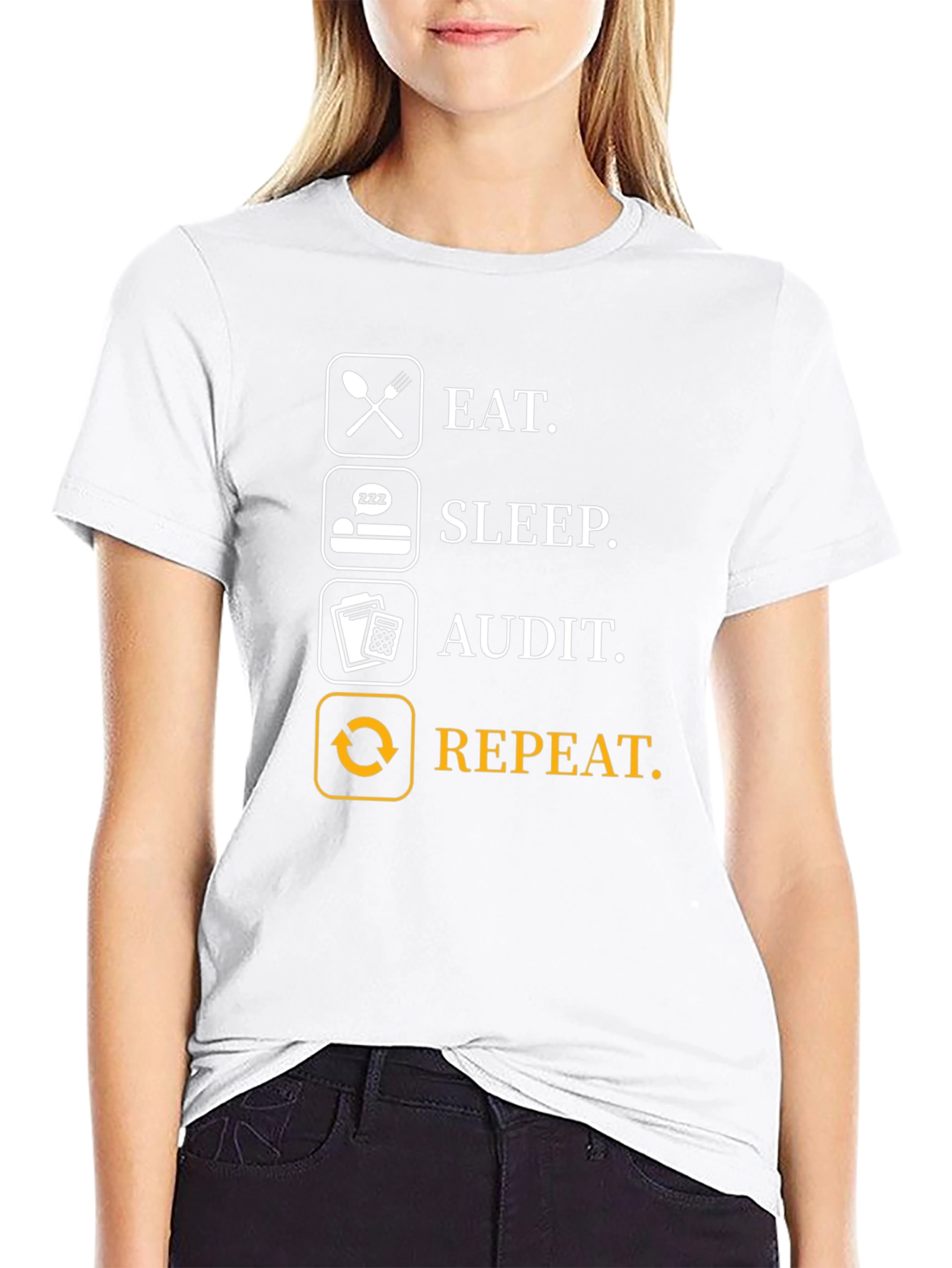 Black Eat Sleep Audit Repeat T-Shirt - Funny Accountant Gift view 9