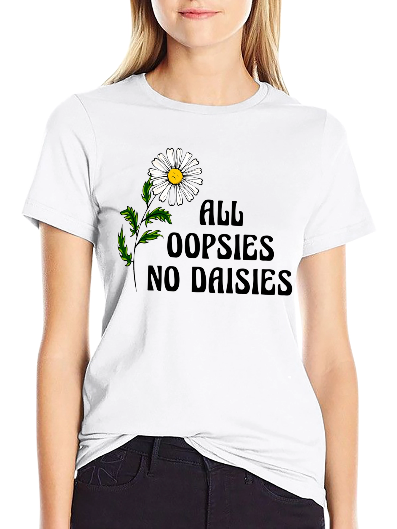 Black Oopsies No Daisies Graphic Tee - Unisex Black T-Shirt view 9