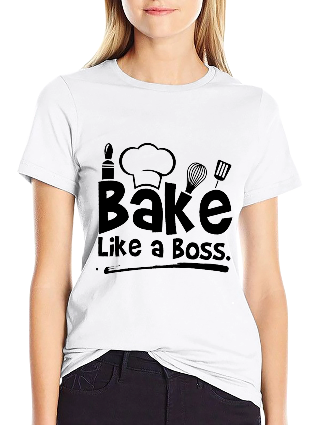 Black Bake Like a Boss T-Shirt - Funny Baking Tee view 9