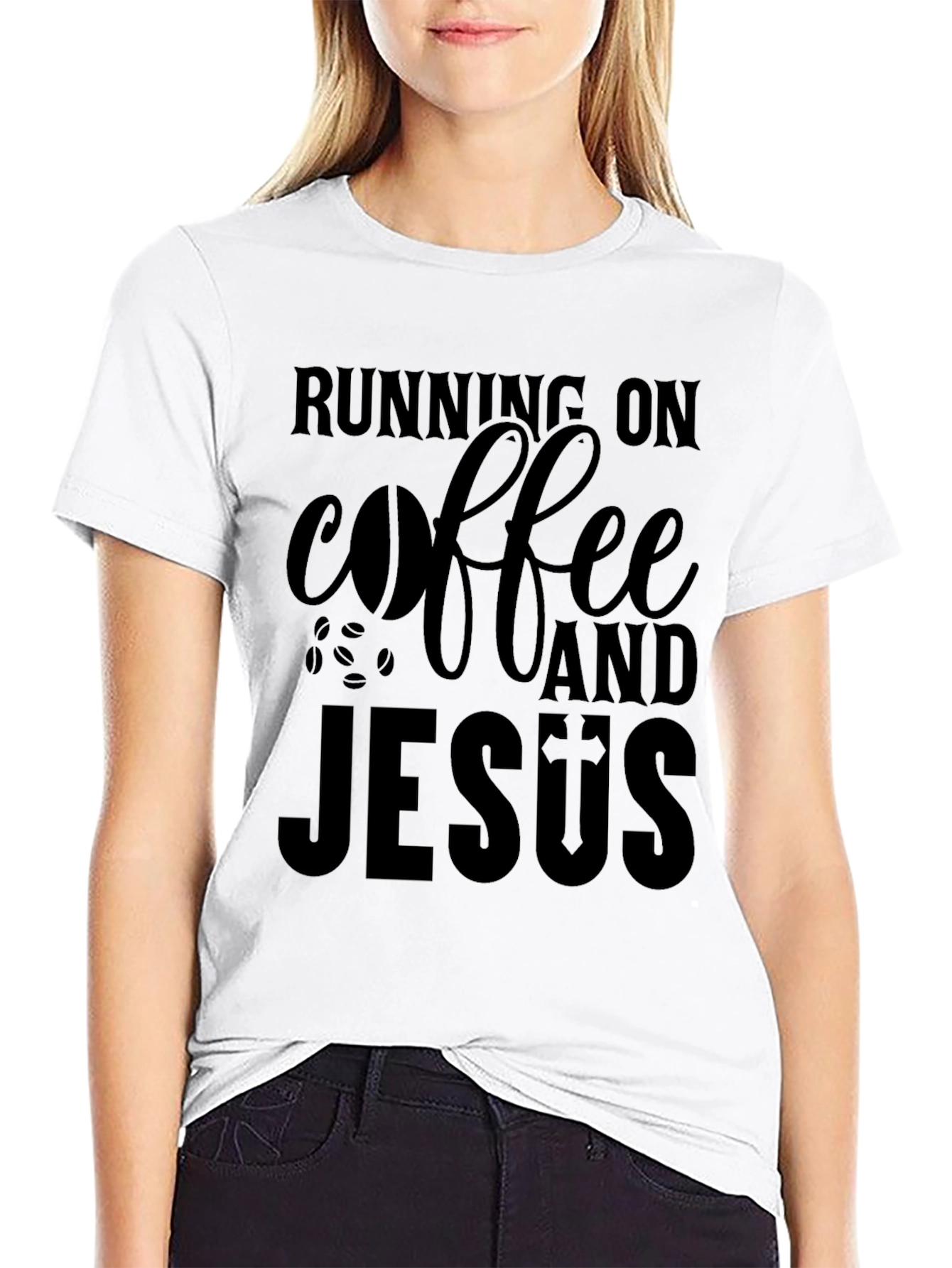 Black Running on Coffee and Jesus Graphic Tee view 9