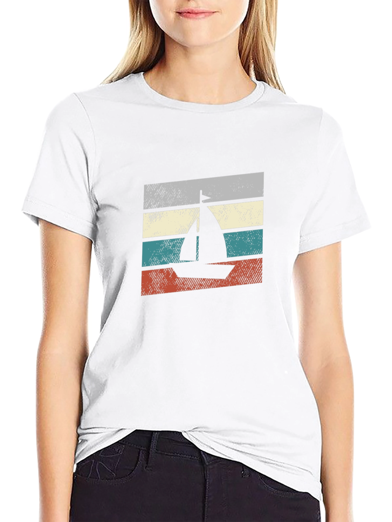 Black Retro Sailboat Graphic T-Shirt - Vintage Style Tee view 9