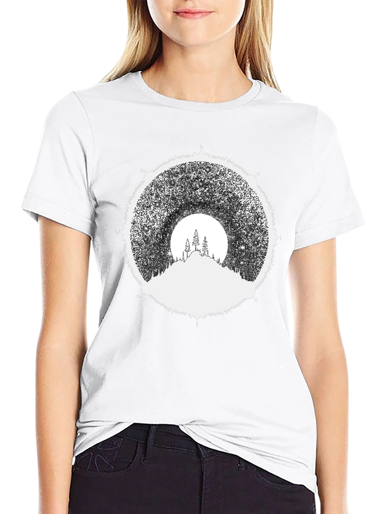 Black Stargazer Mountain Tee - Black Graphic T-Shirt view 9