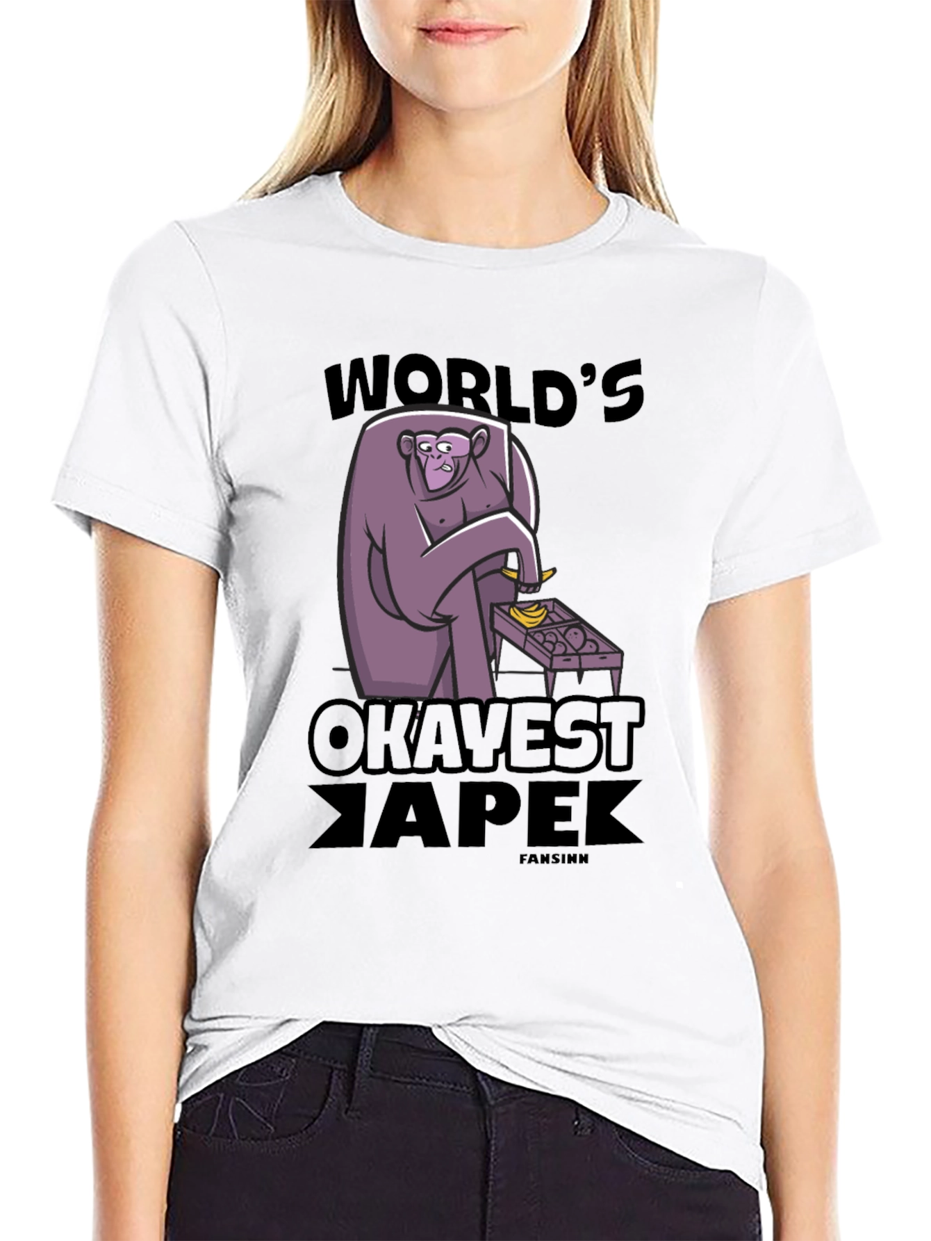 Black World's Okayest Ape Graphic Tee view 9