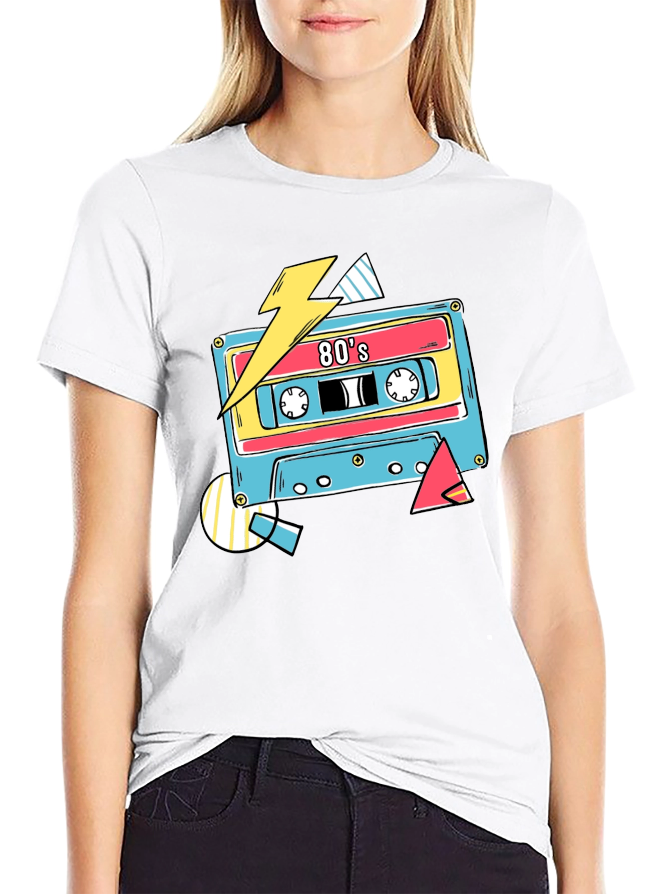 Black Retro 80's Cassette Tape Graphic T-Shirt view 9