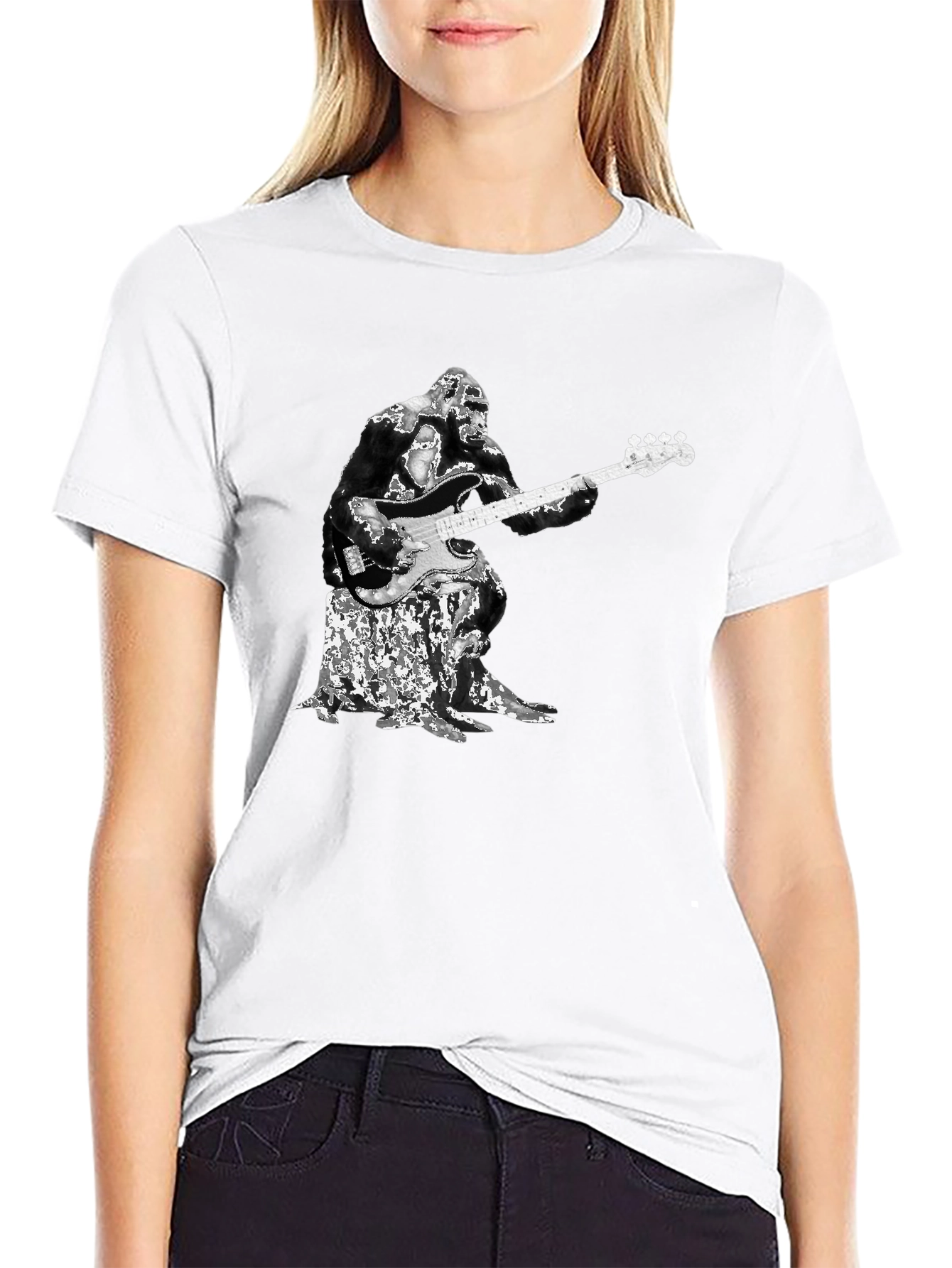 Black Gorilla Bass Player Graphic T-Shirt view 9