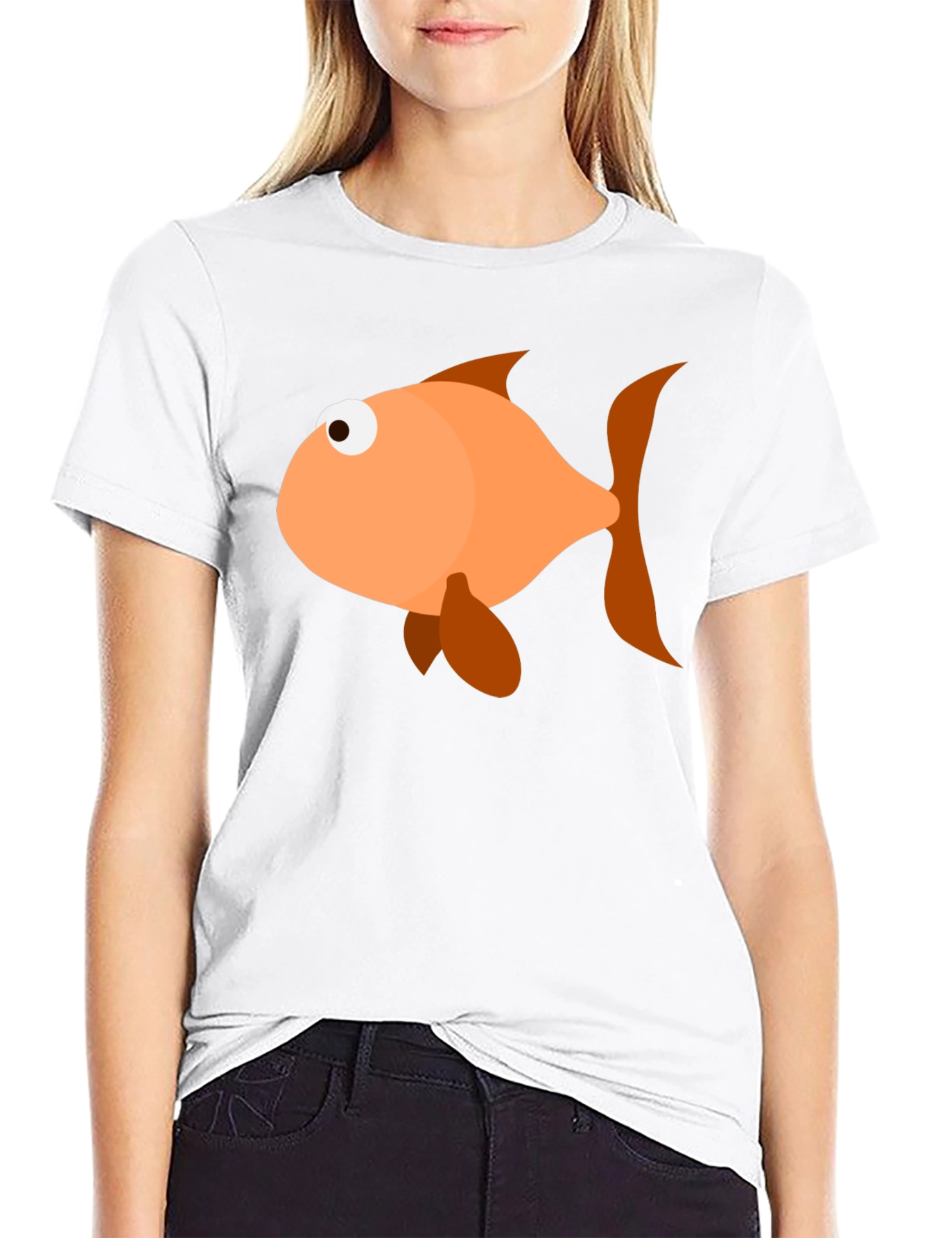 Black Funny Fish Graphic T-Shirt - Black Cotton Blend view 9