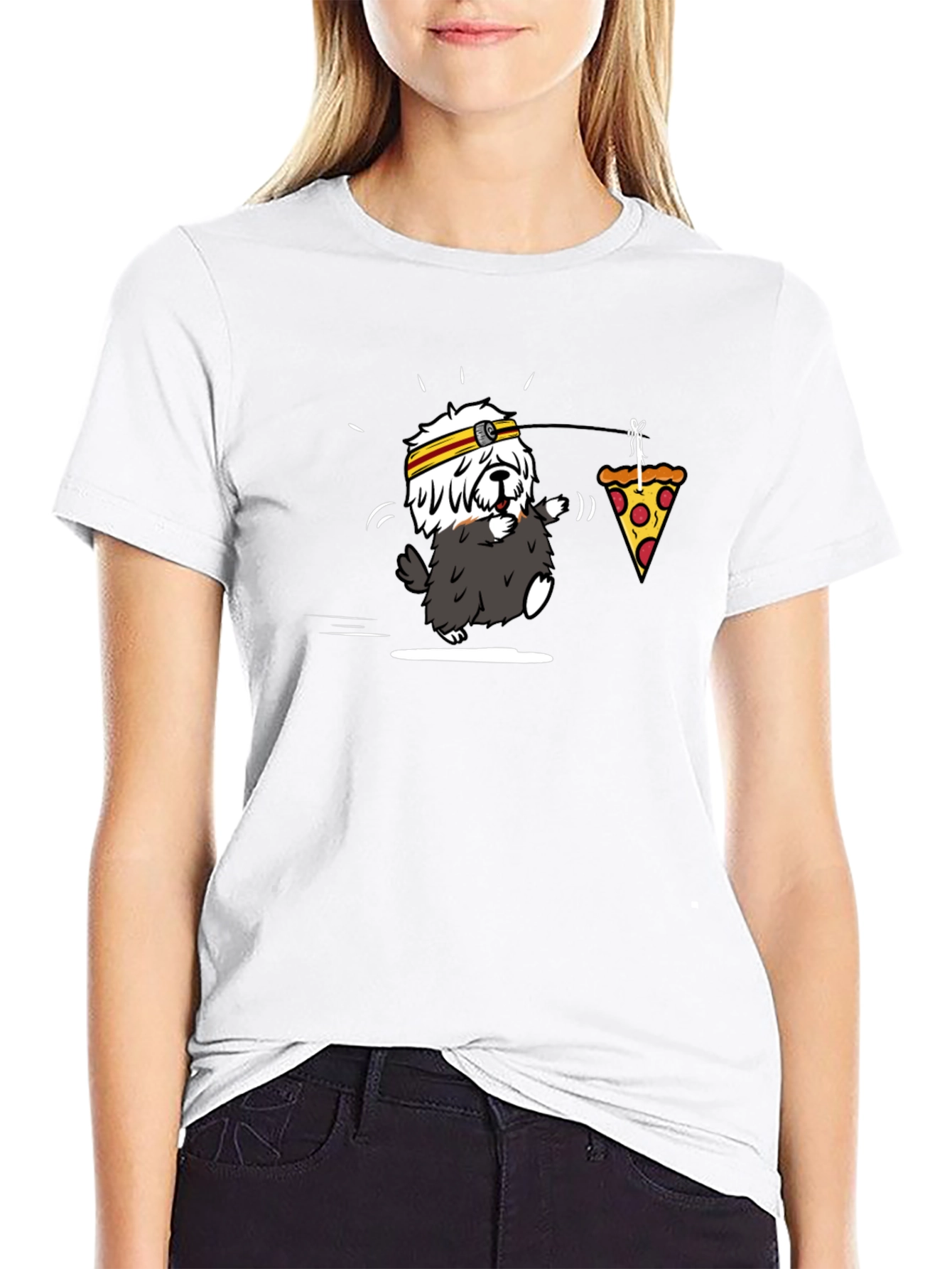 Black Funny Pizza Dog T-Shirt view 9