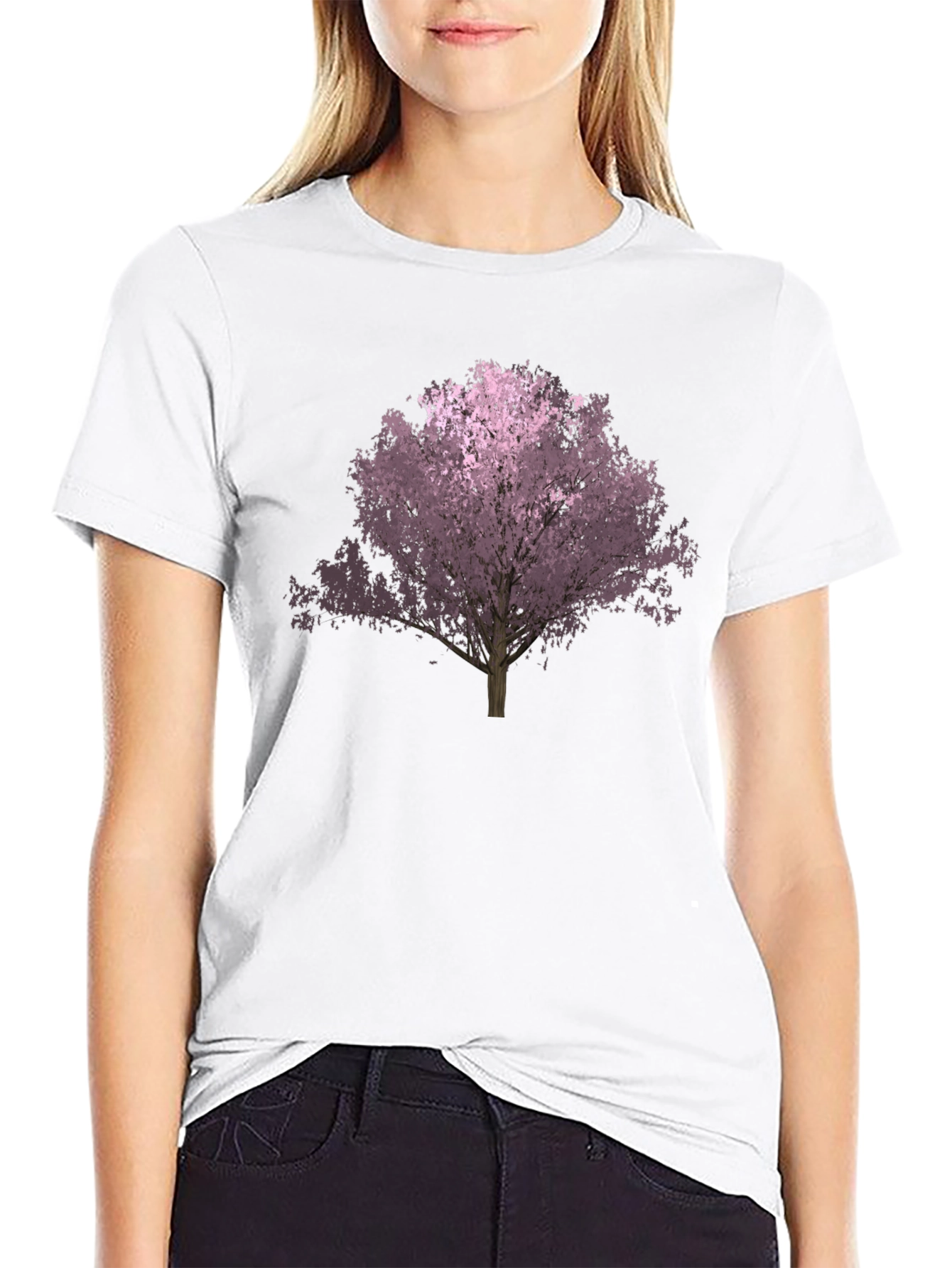 Black Black T-Shirt with Floral Tree Graphic view 9