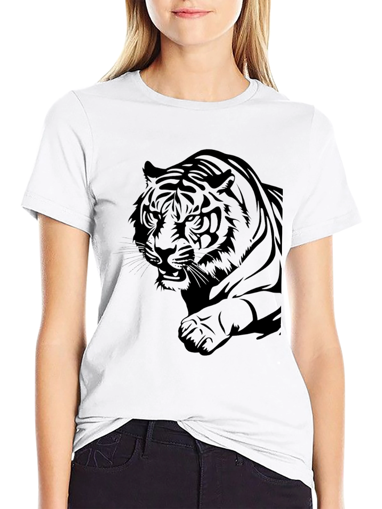 Black Tiger Graphic Black T-Shirt view 9