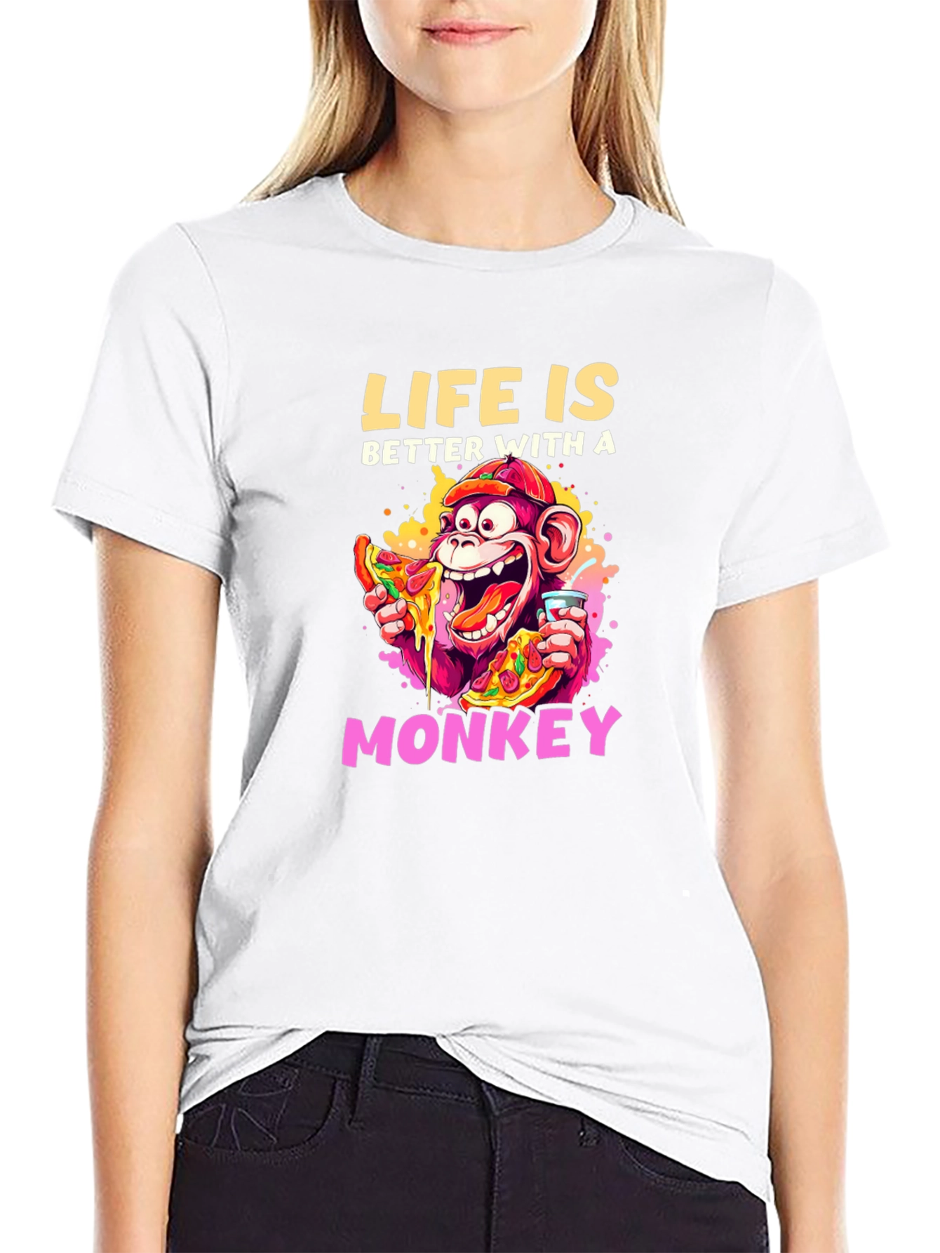 Black Life is Better with a Monkey Graphic Tee view 9
